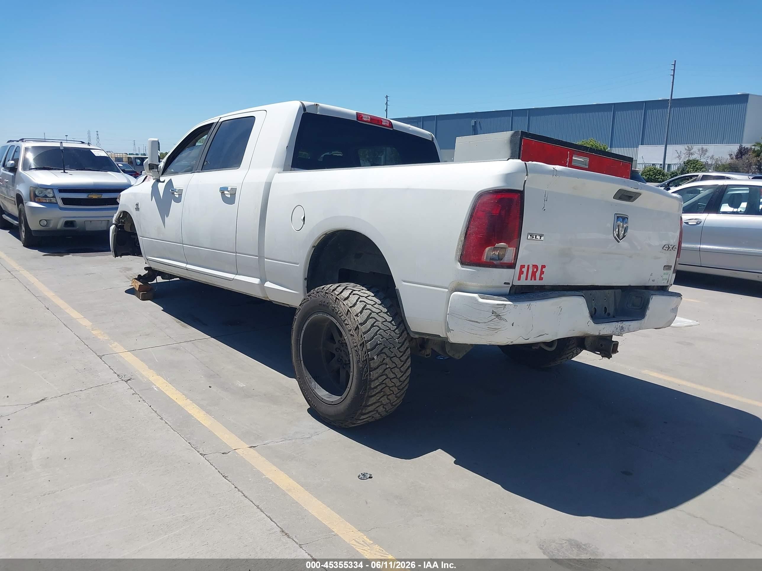 2012 Ram 2500 Slt White vin: 3C6UD5MLXCG337791
