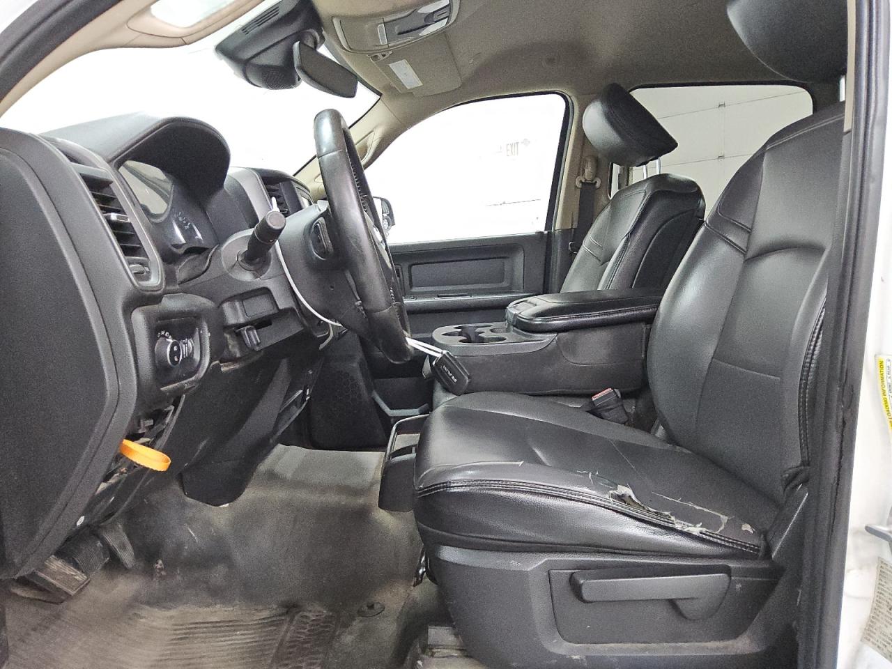 2019 Ram 2500 Tradesman White vin: 3C6UR4HJ9KG573755 Damage: Left Front Seat Cushion, Torn, > 12 Inches