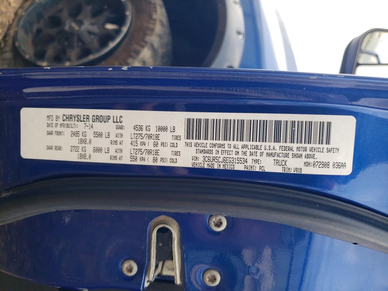 2014 Ram 2500 St Blue vin: 3C6UR5CJ6EG315534