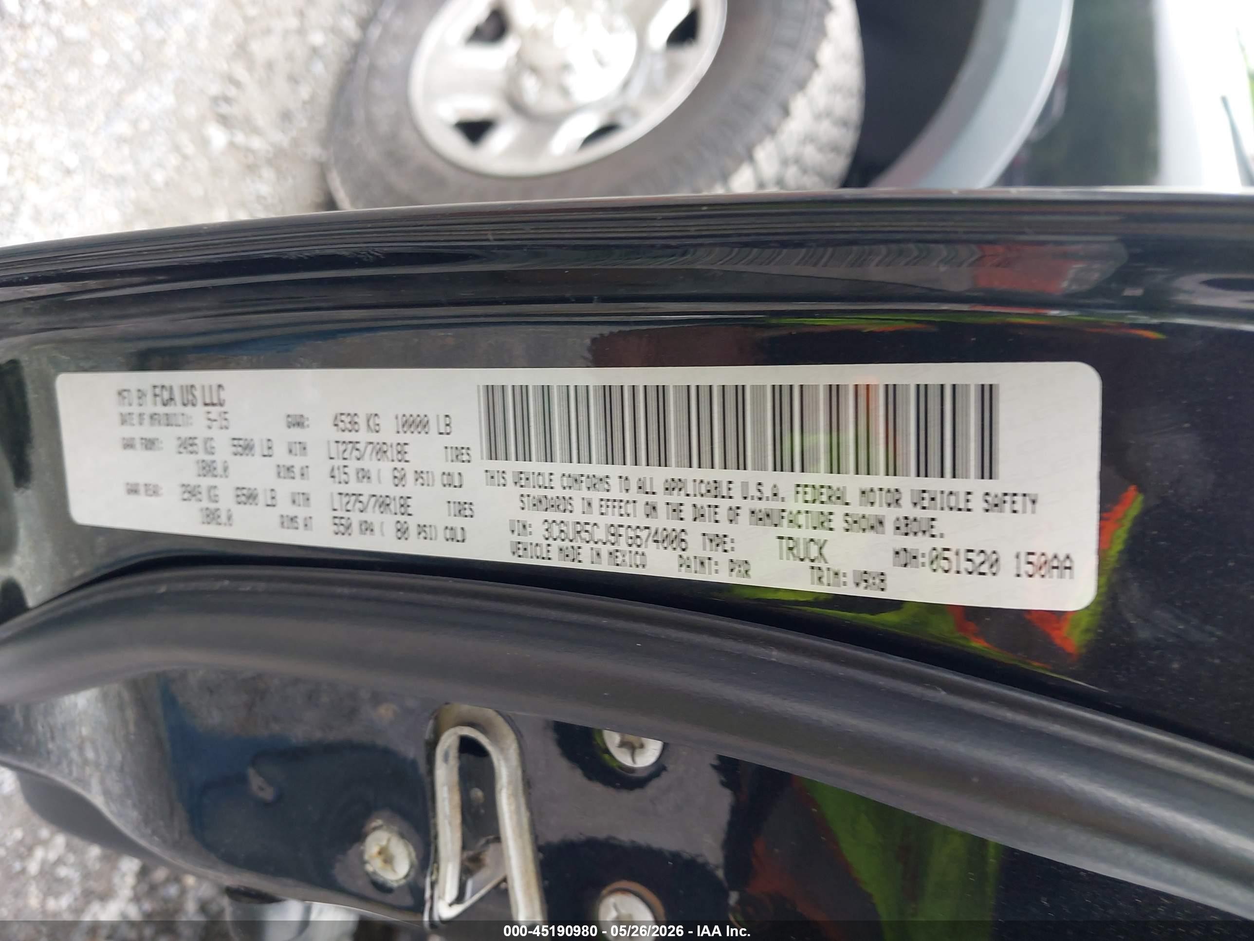 2015 Ram 2500 Tradesman Черный vin: 3C6UR5CJ9FG674006