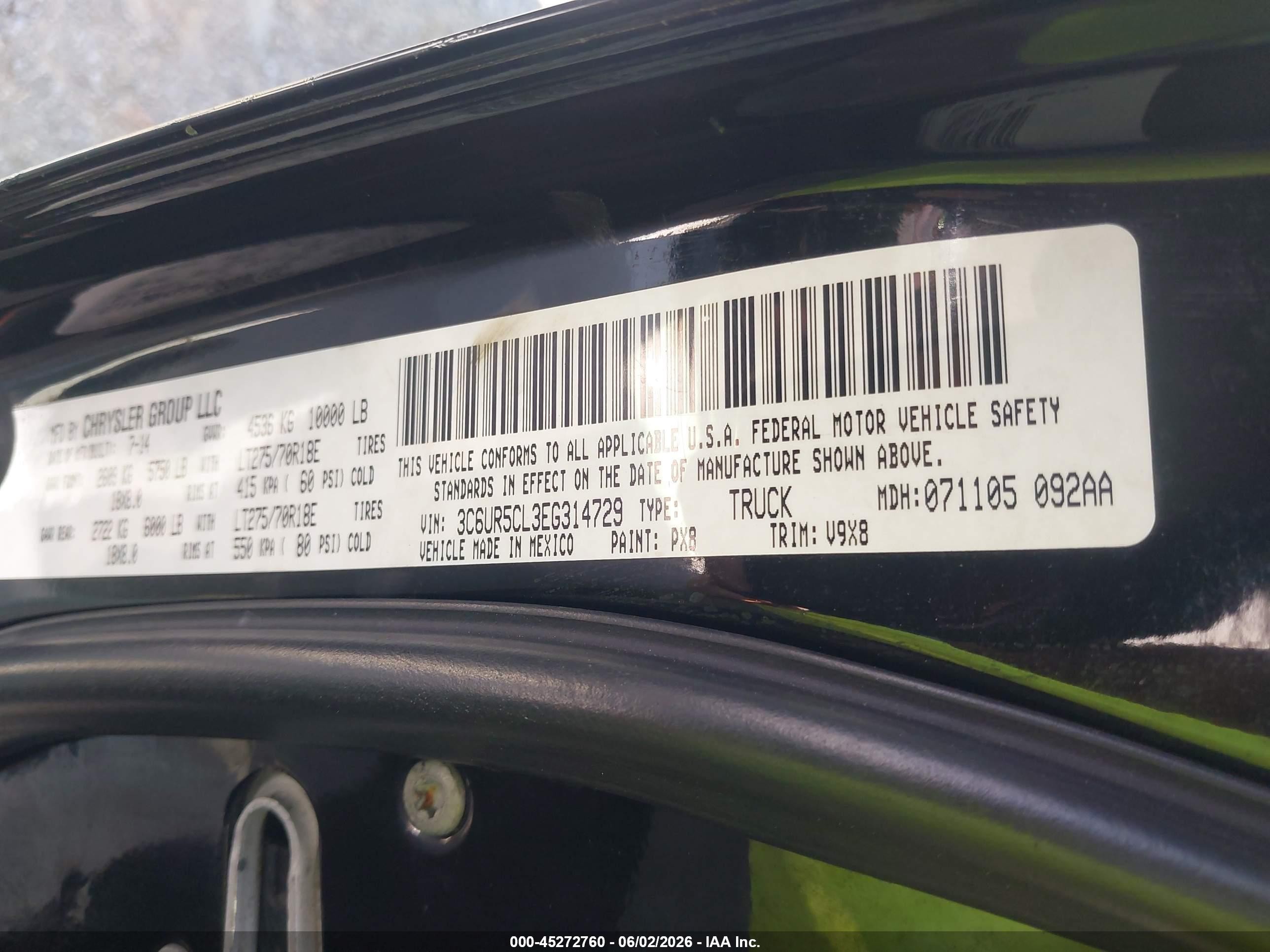 2014 Ram 2500 Tradesman Черный vin: 3C6UR5CL3EG314729