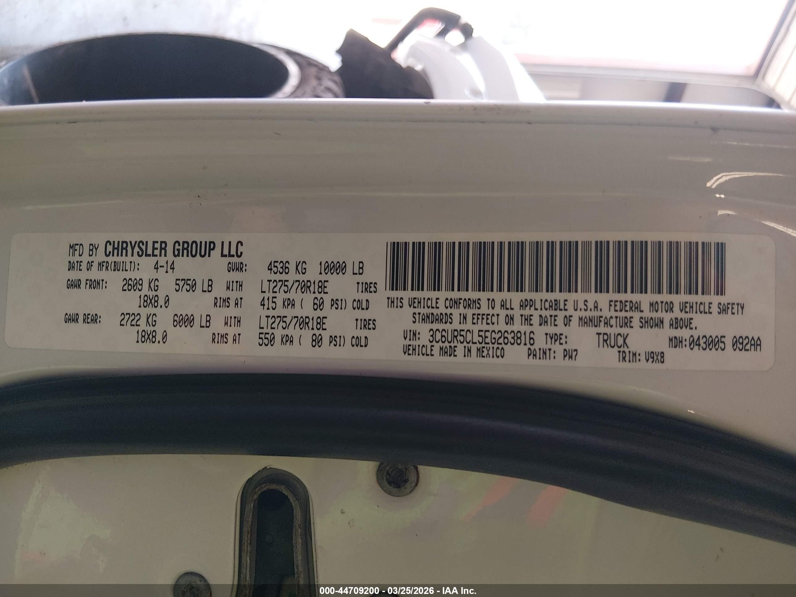 2014 Ram 2500 Tradesman Белый vin: 3C6UR5CL5EG263816