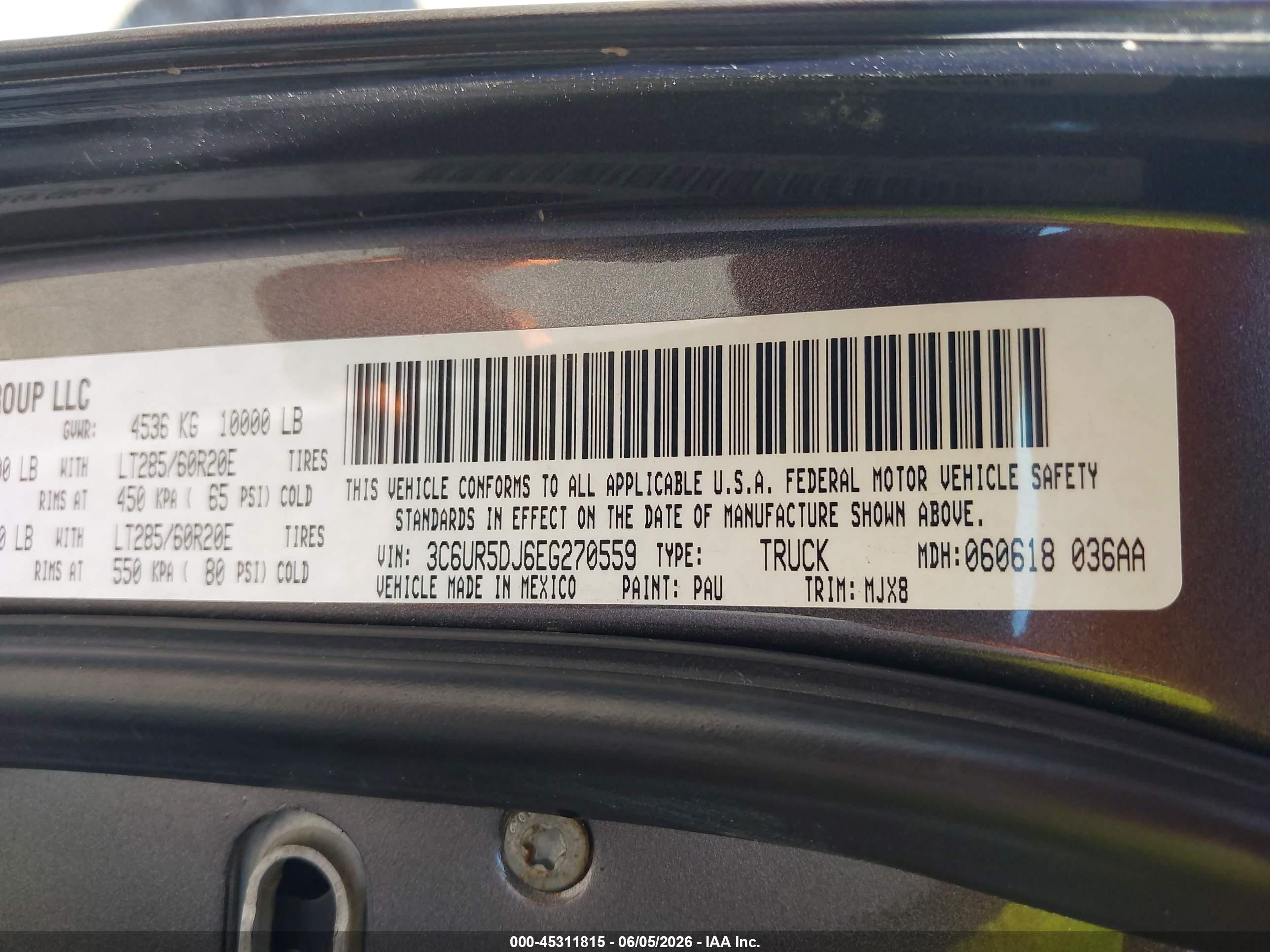 2014 Ram 2500 Big Horn Gray vin: 3C6UR5DJ6EG270559