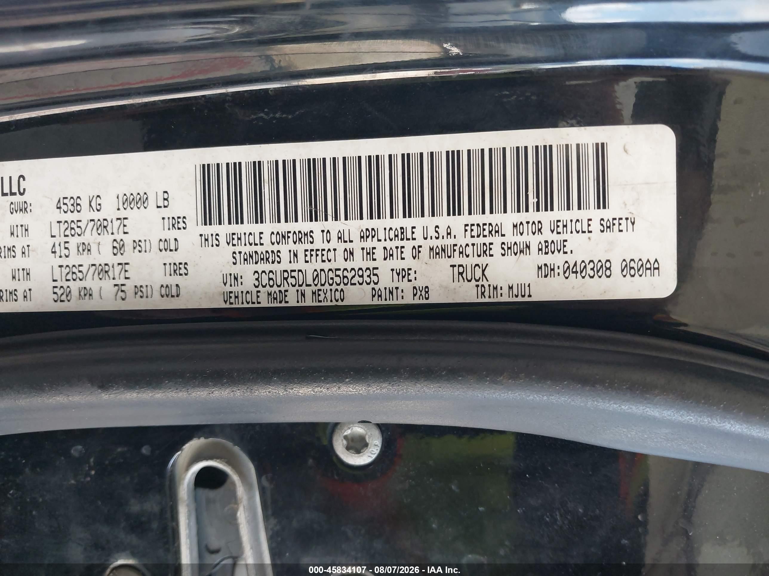 2013 Ram 2500 Lone Star Black vin: 3C6UR5DL0DG562935