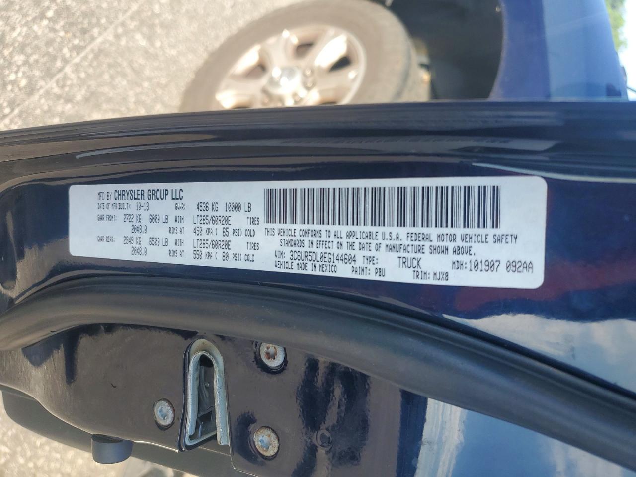 2014 Ram 2500 Slt Blue vin: 3C6UR5DL0EG144604