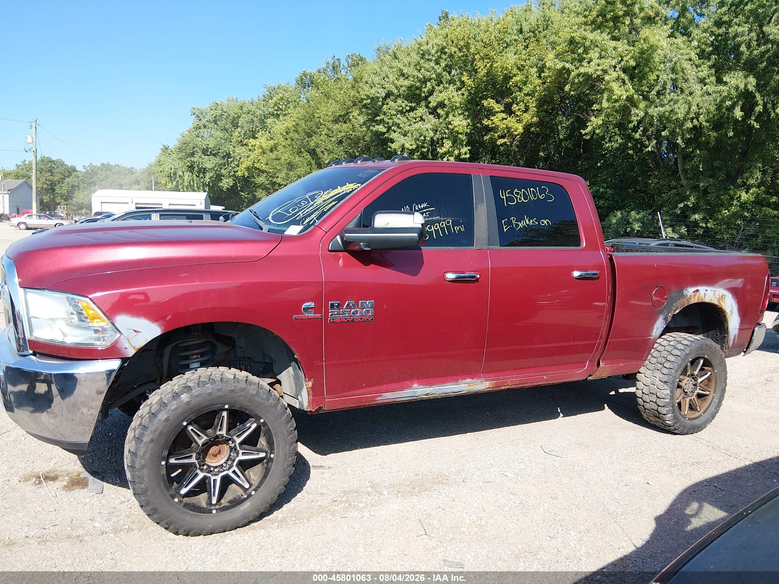 2013 Ram 2500 Slt Красный vin: 3C6UR5DL8DG543288