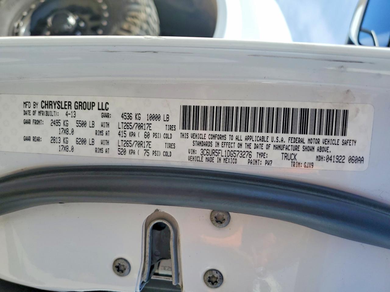 2013 Ram 2500 Laramie White vin: 3C6UR5FL1DG573276