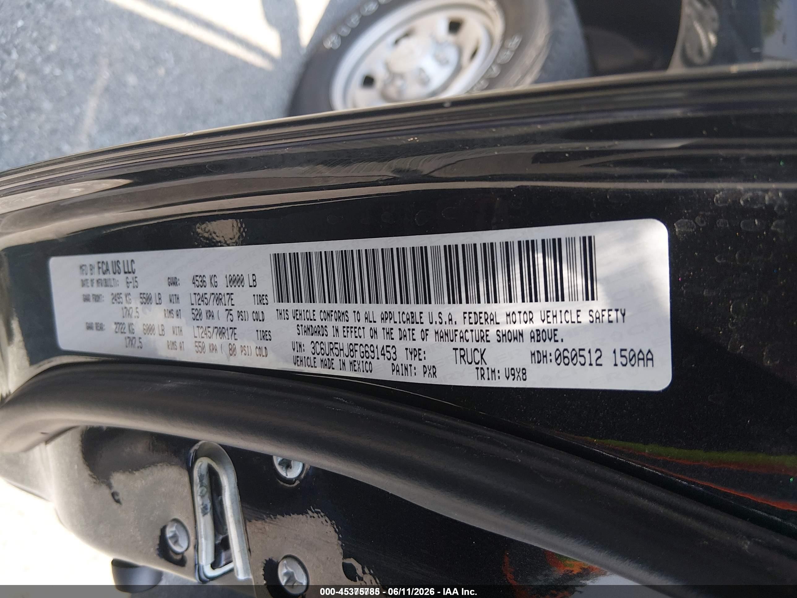 2015 Ram 2500 Tradesman Black vin: 3C6UR5HJ8FG691453