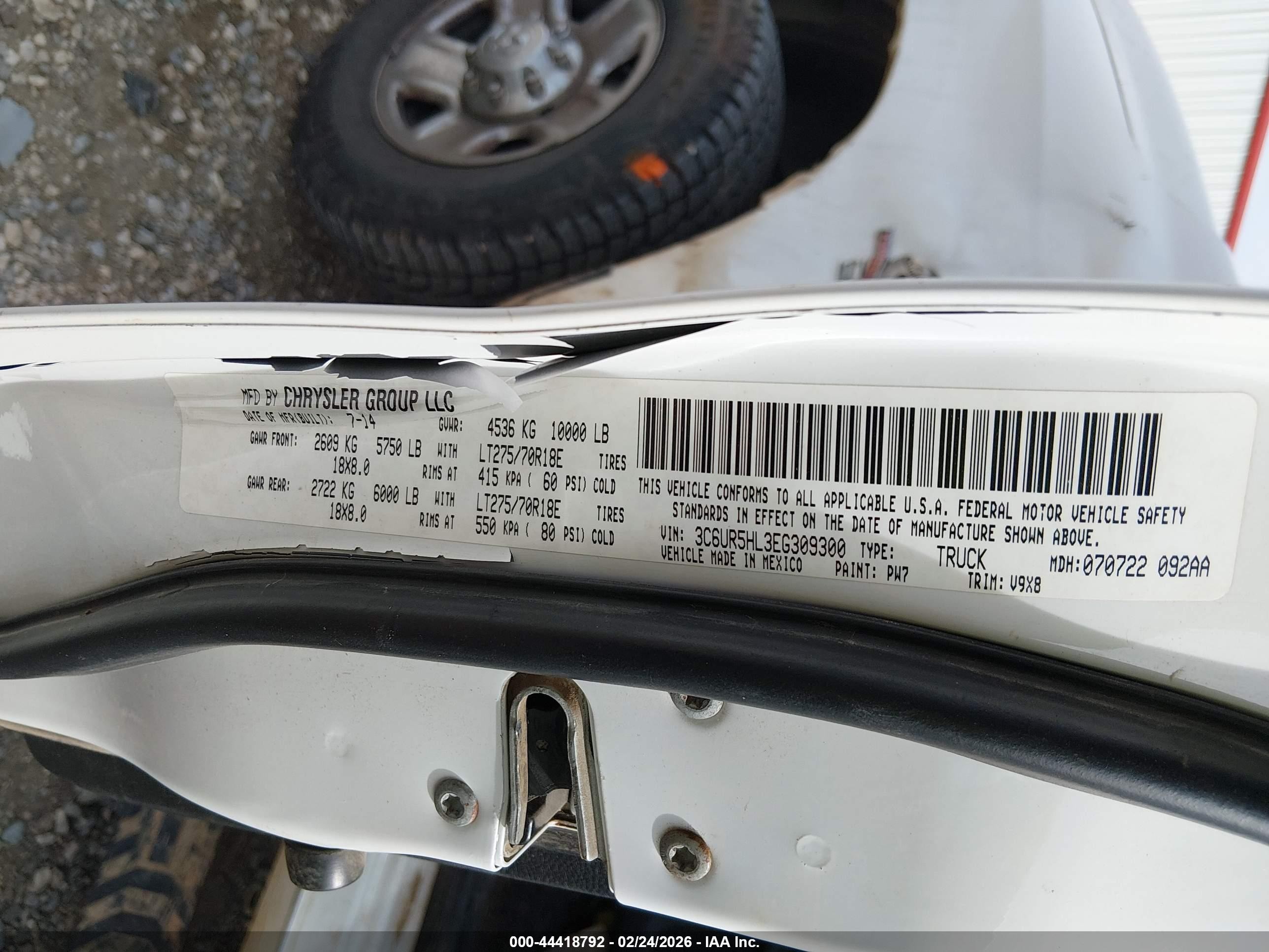 2014 Ram 2500 Tradesman White vin: 3C6UR5HL3EG309300