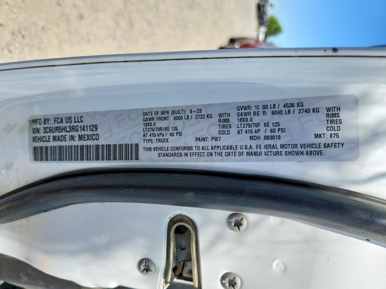 2024 Ram 2500 Tradesman White vin: 3C6UR5HL3RG141129