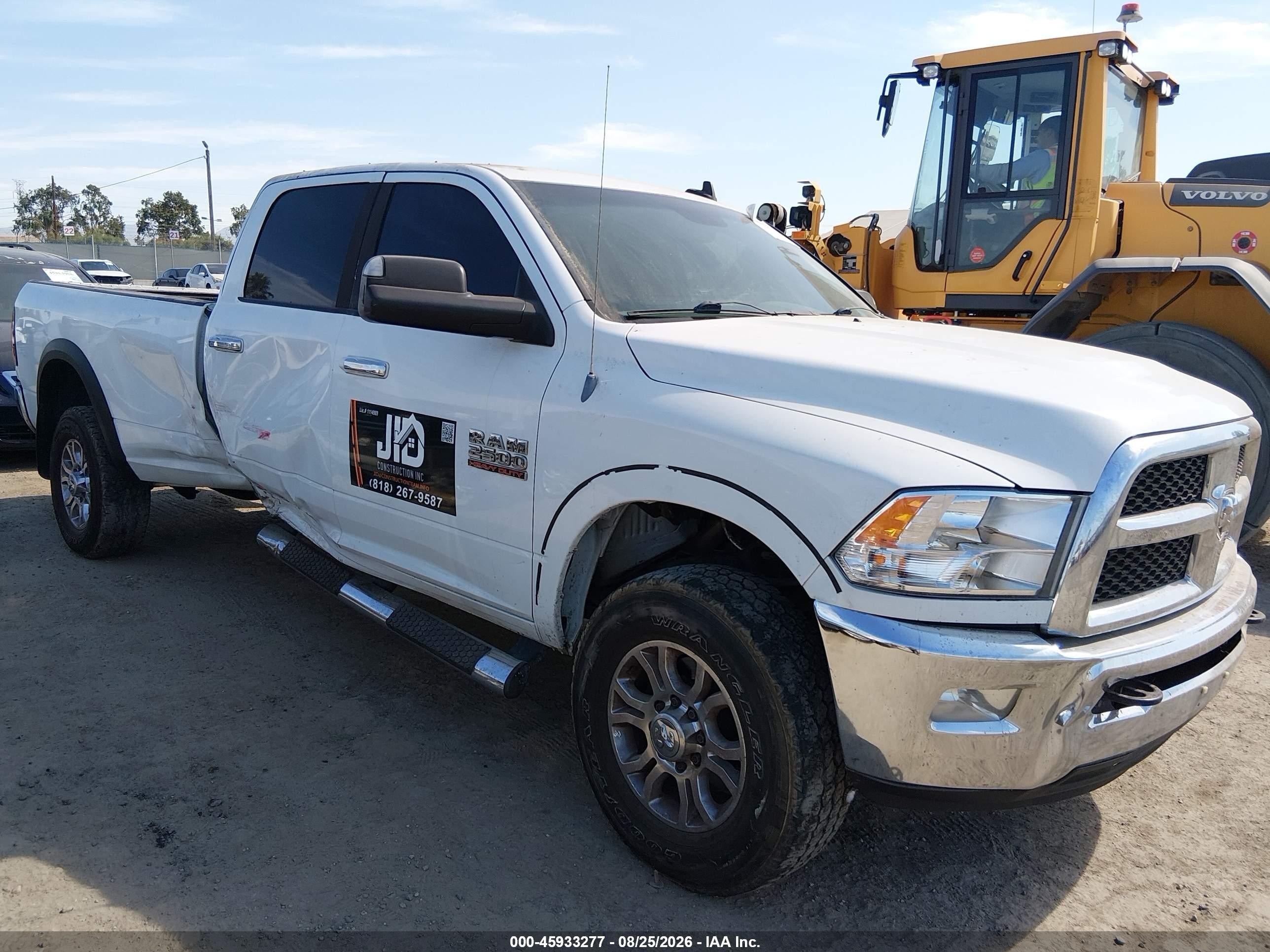 2013 Ram 2500 Slt White vin: 3C6UR5JL6DG538059