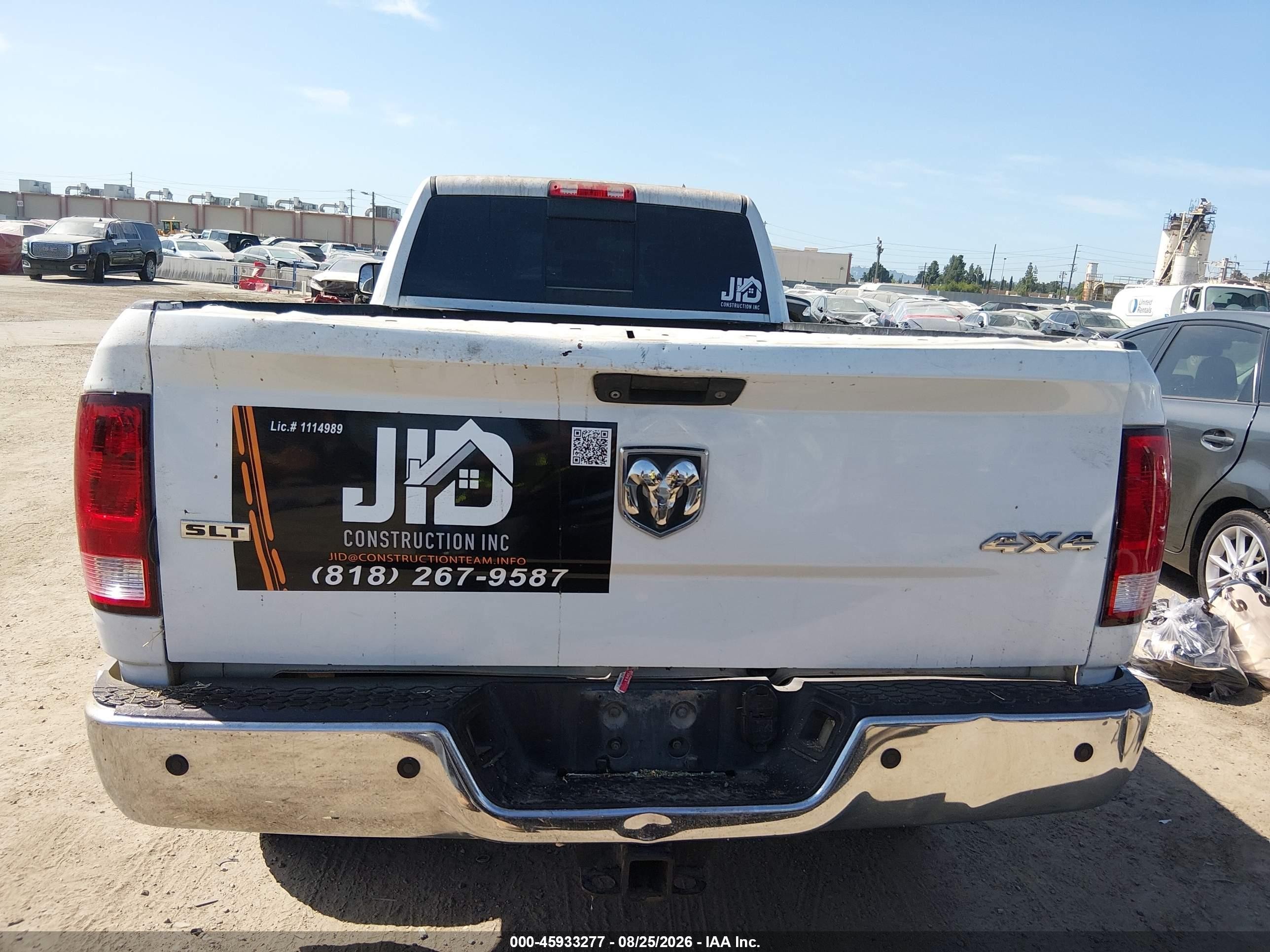 2013 Ram 2500 Slt White vin: 3C6UR5JL6DG538059