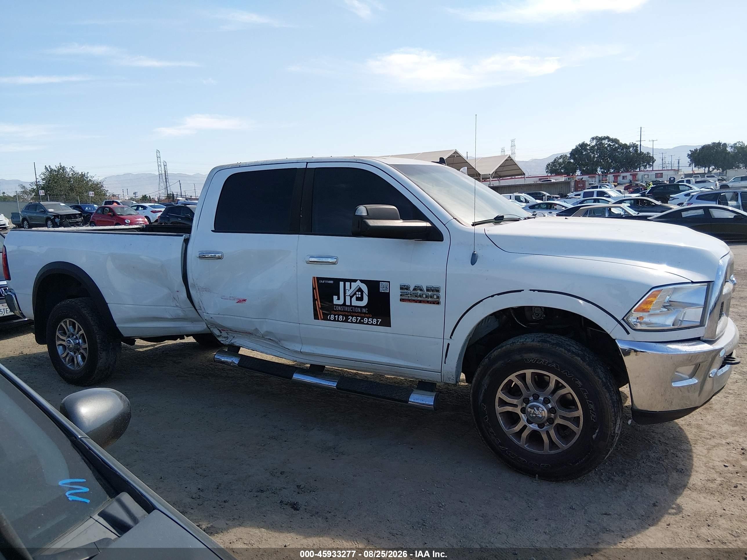 2013 Ram 2500 Slt White vin: 3C6UR5JL6DG538059
