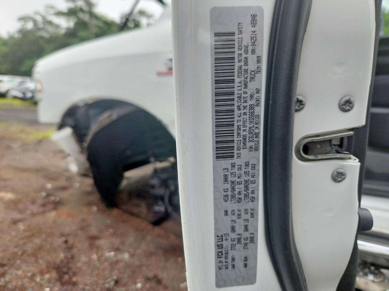2019 Ram 2500 Big Horn White vin: 3C6UR5ML1KG566389