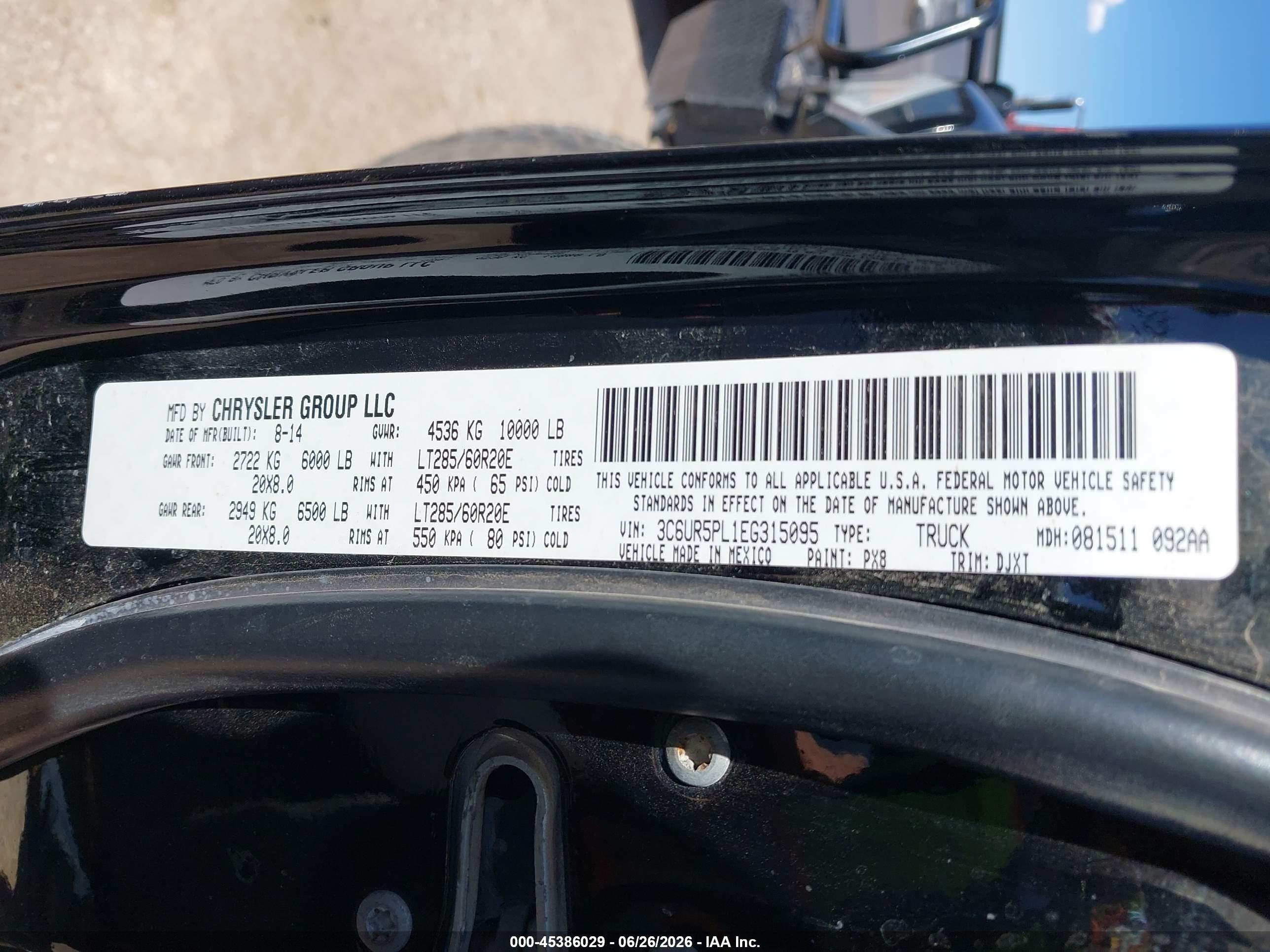 2014 Ram 2500 Longhorn Black vin: 3C6UR5PL1EG315095