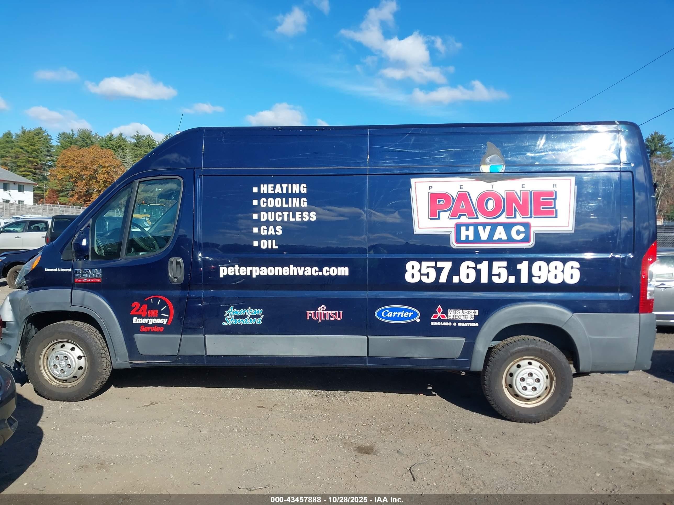 2015 Ram Promaster 3500 High Roof Blue vin: 3C6URVHG0FE520499