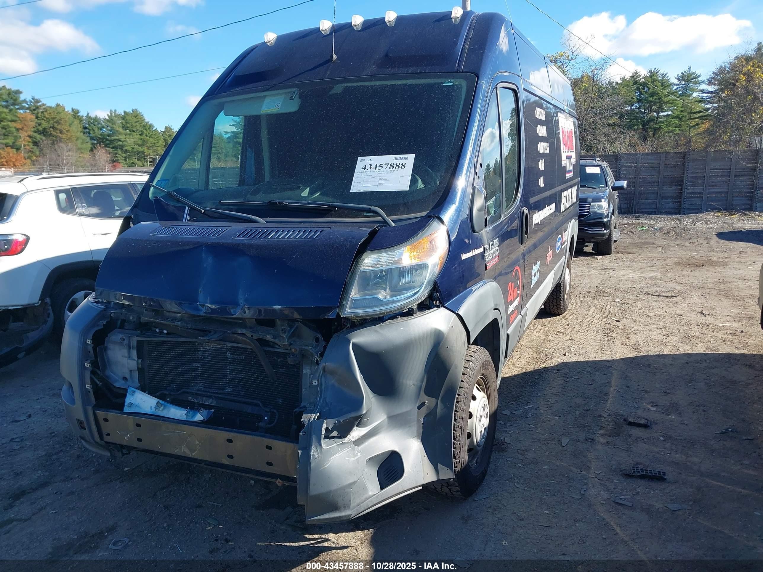 2015 Ram Promaster 3500 High Roof Blue vin: 3C6URVHG0FE520499