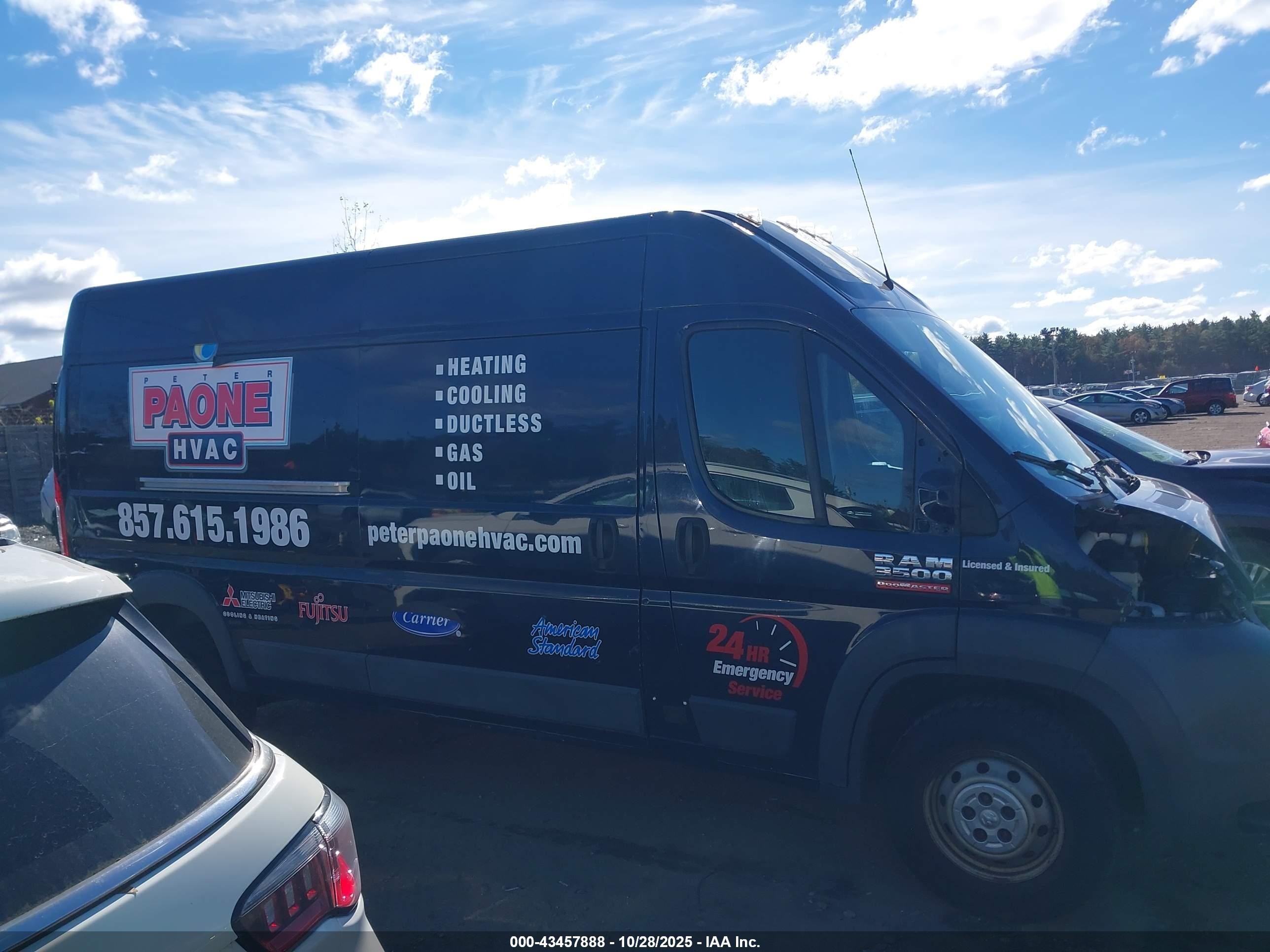 2015 Ram Promaster 3500 High Roof Blue vin: 3C6URVHG0FE520499