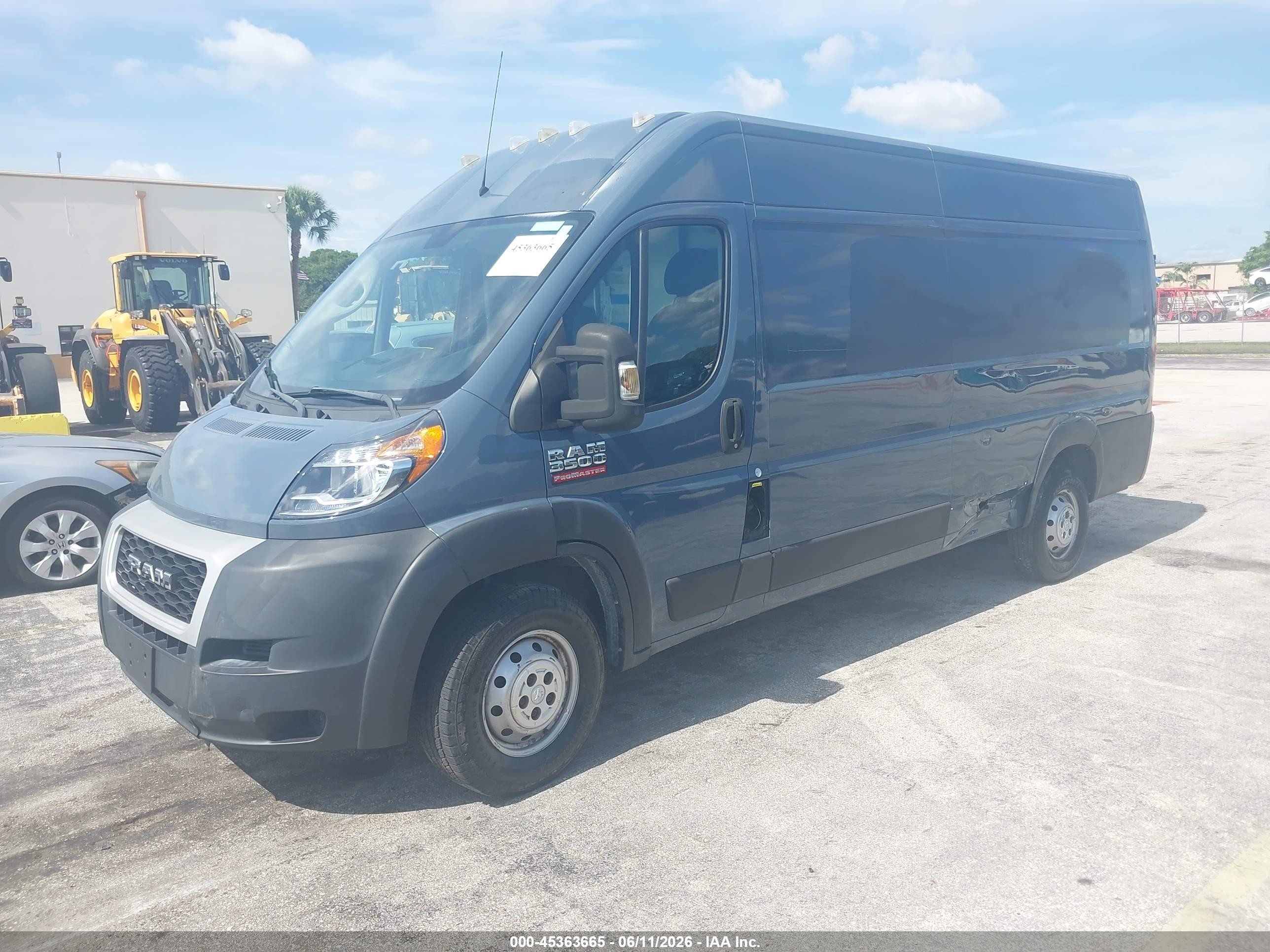 2020 Ram Promaster 3500 Cargo Van High Roof 159 Wb Ext Gray vin: 3C6URVJG2LE107036