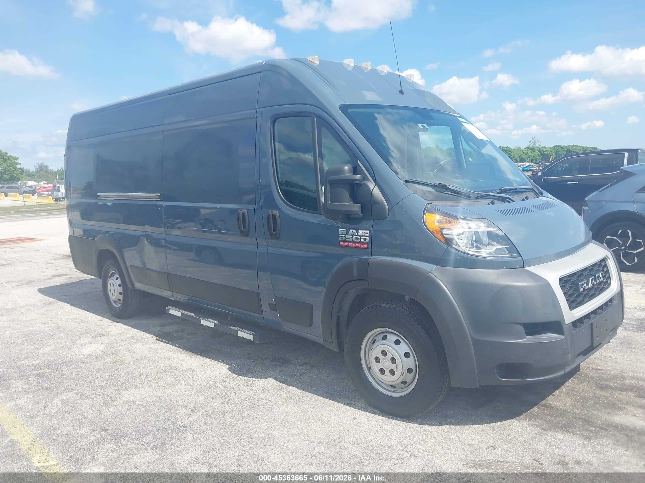 2020 Ram Promaster 3500 Cargo Van High Roof 159 Wb Ext Gray vin: 3C6URVJG2LE107036