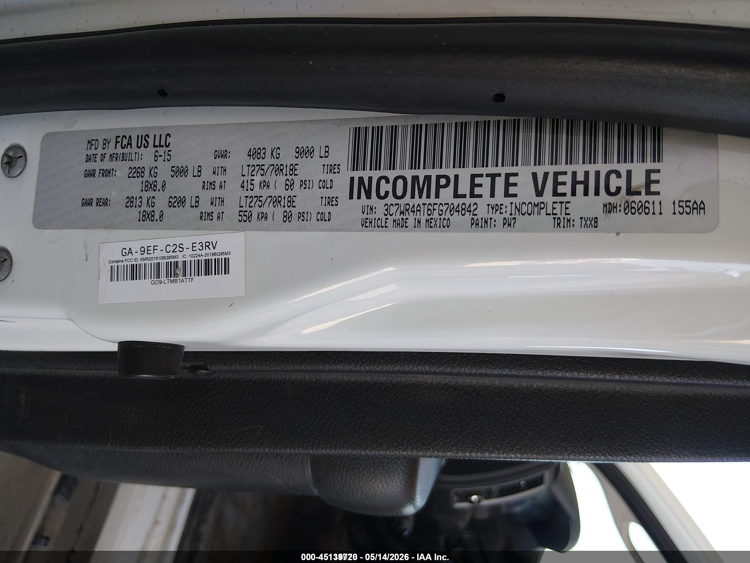 2015 Ram 2500 Tradesman White vin: 3C7WR4AT6FG704842