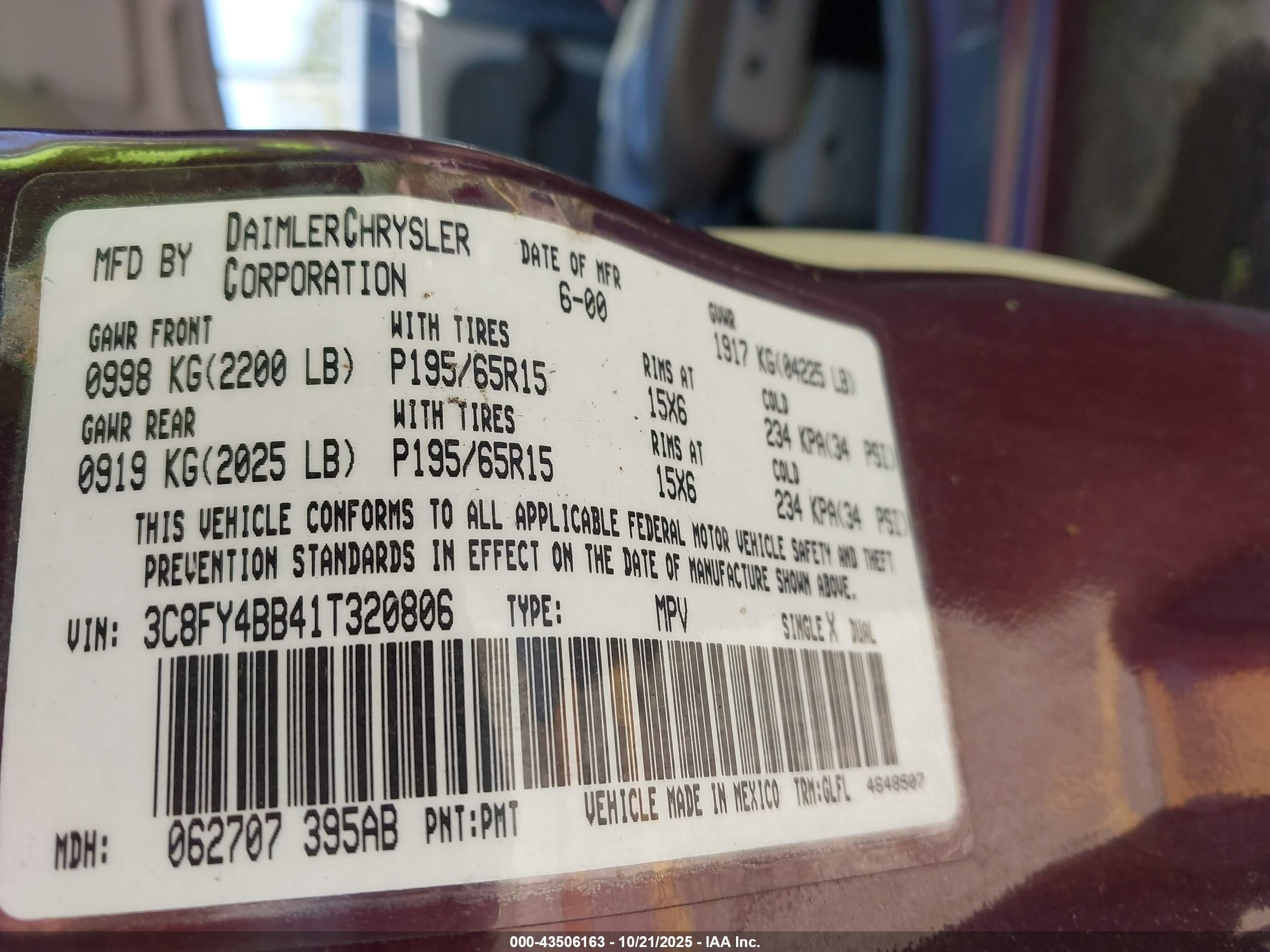 2001 Chrysler Pt Cruiser   Purple vin: 3C8FY4BB41T320806