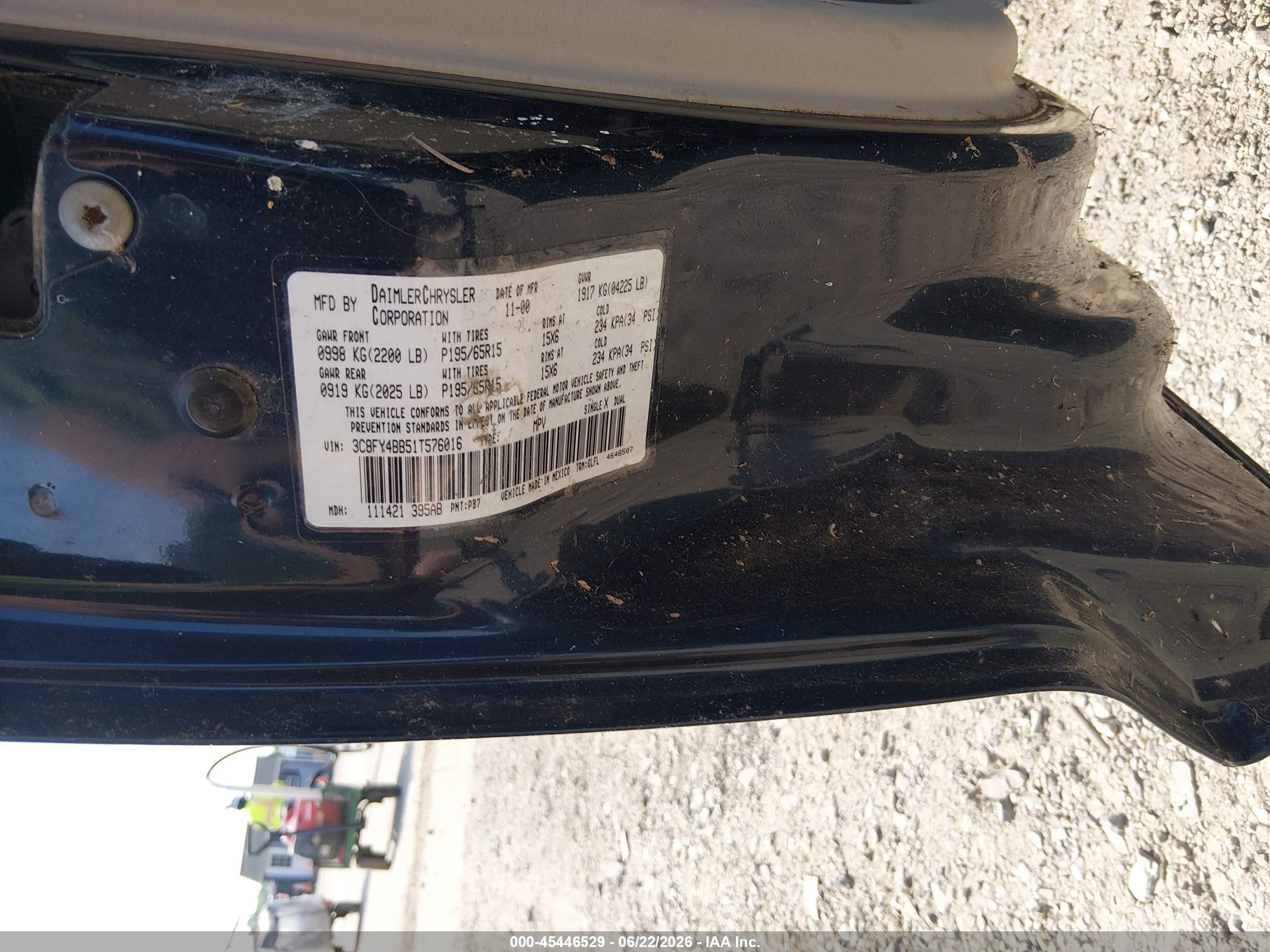 2001 Chrysler Pt Cruiser   Blue vin: 3C8FY4BB51T576016