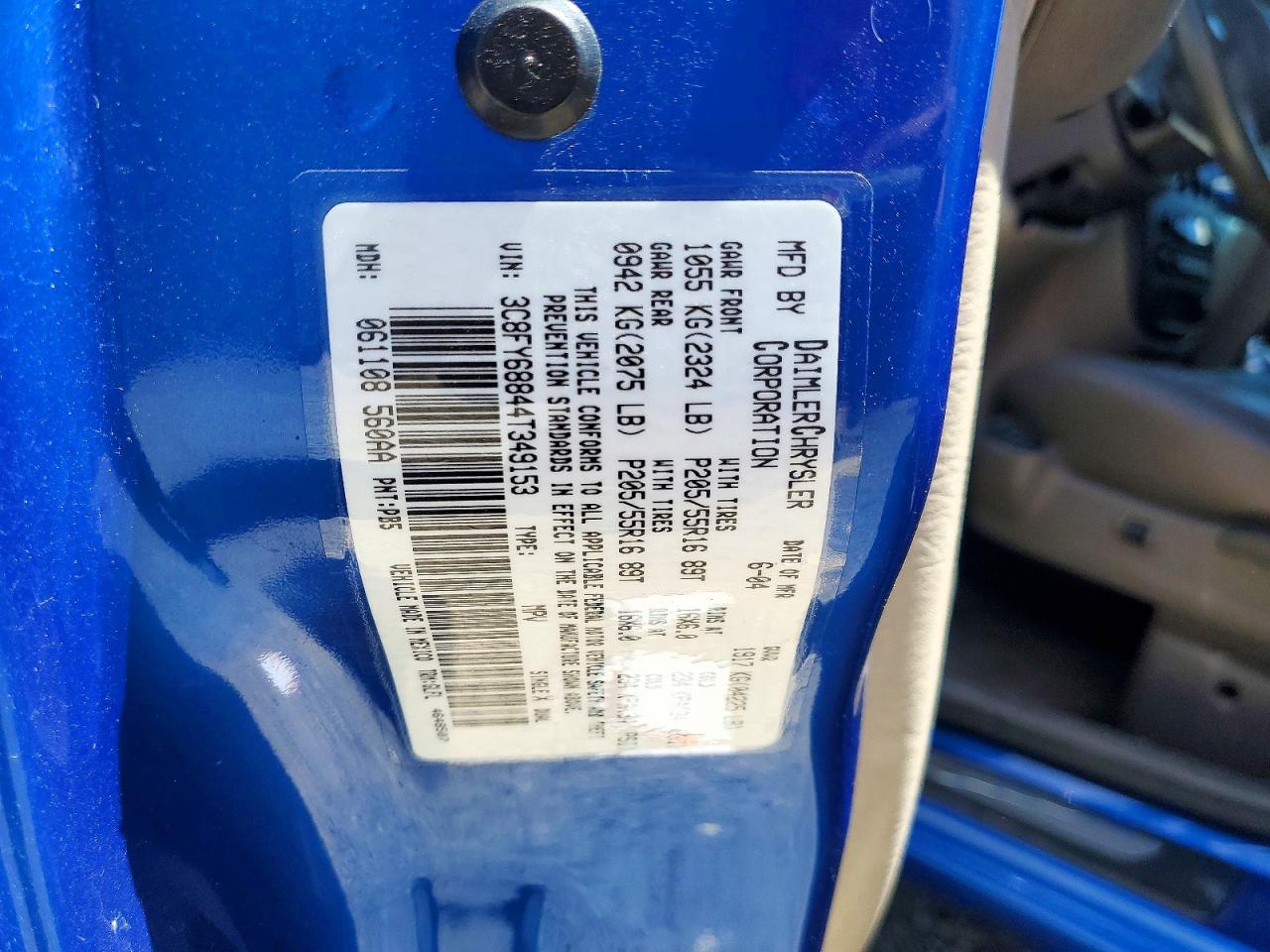 2004 Chrysler Pt Cruiser Limited Blue vin: 3C8FY68844T349153