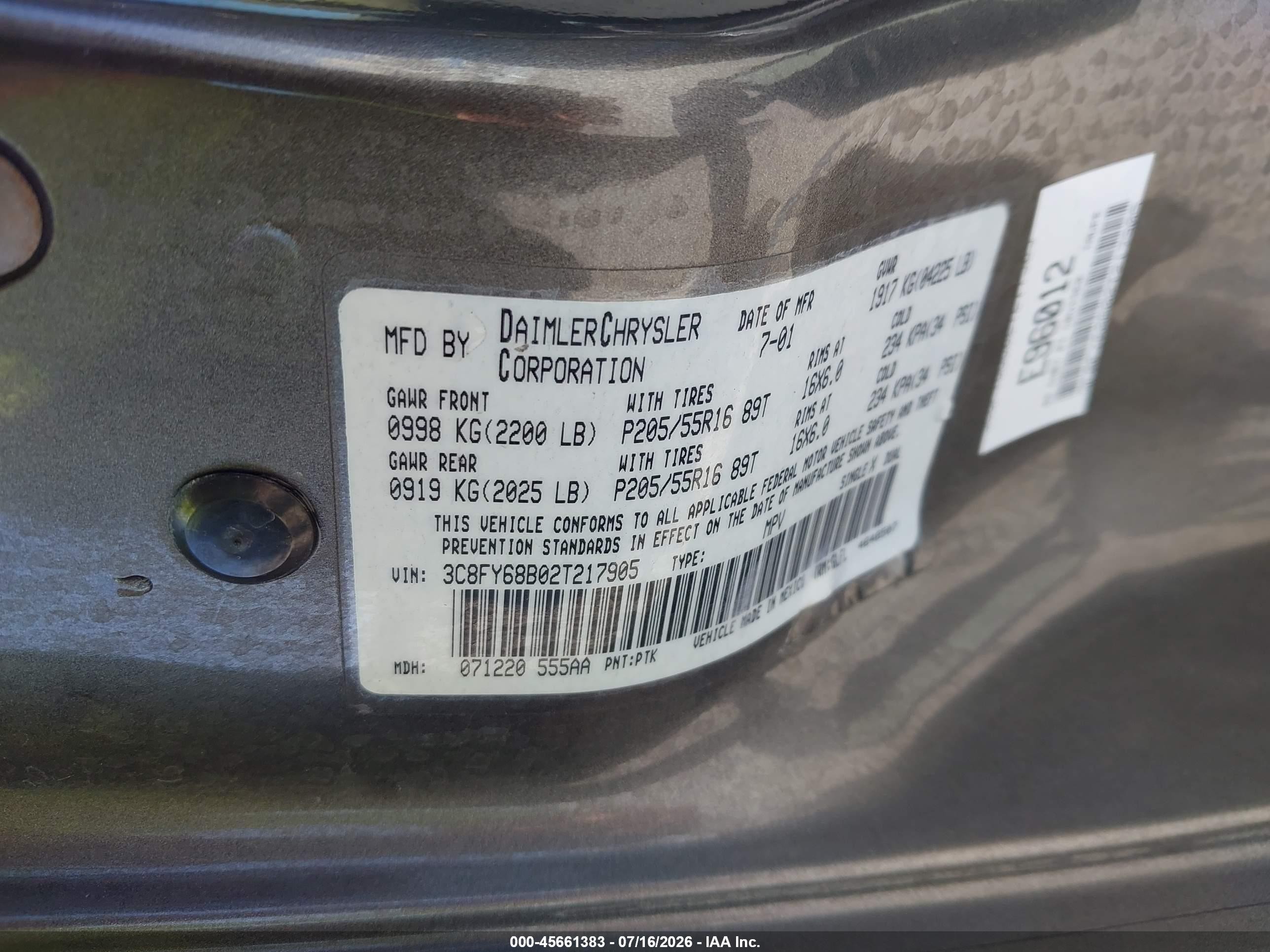 2002 Chrysler Pt Cruiser Limited Серый vin: 3C8FY68B02T217905