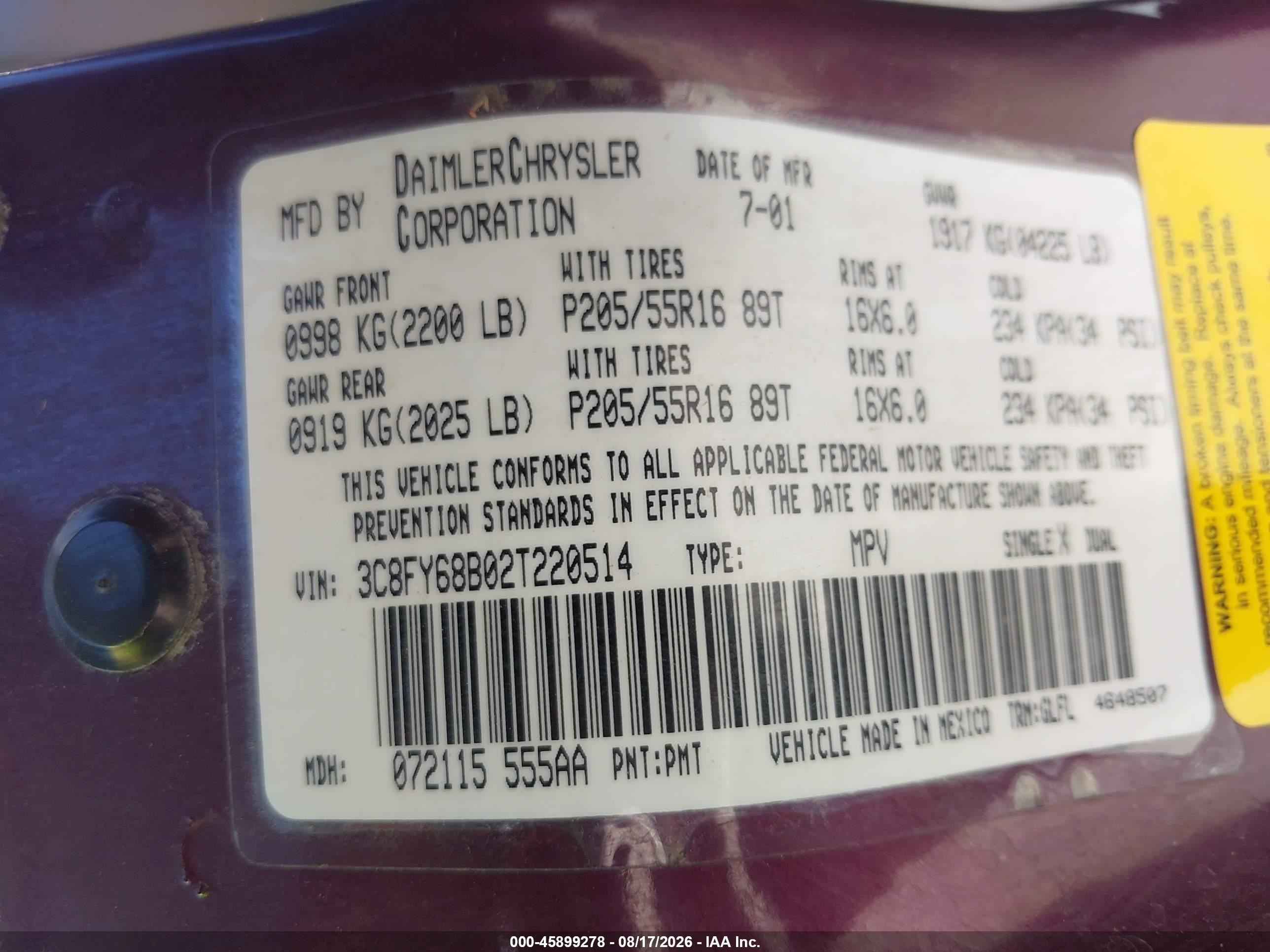 2002 Chrysler Pt Cruiser Limited Burgundy vin: 3C8FY68B02T220514