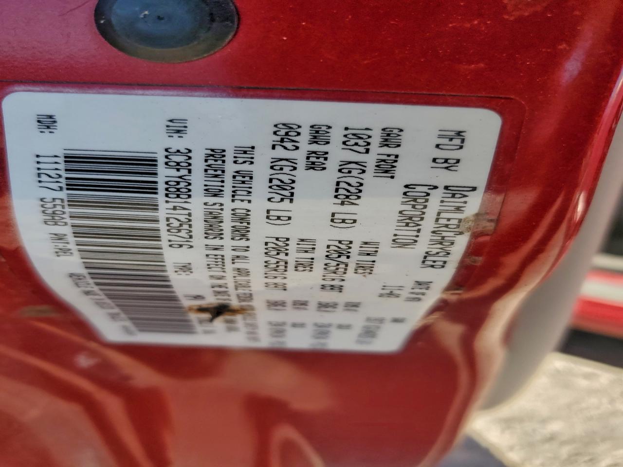 2004 Chrysler Pt Cruiser Limited Red vin: 3C8FY68B14T256716