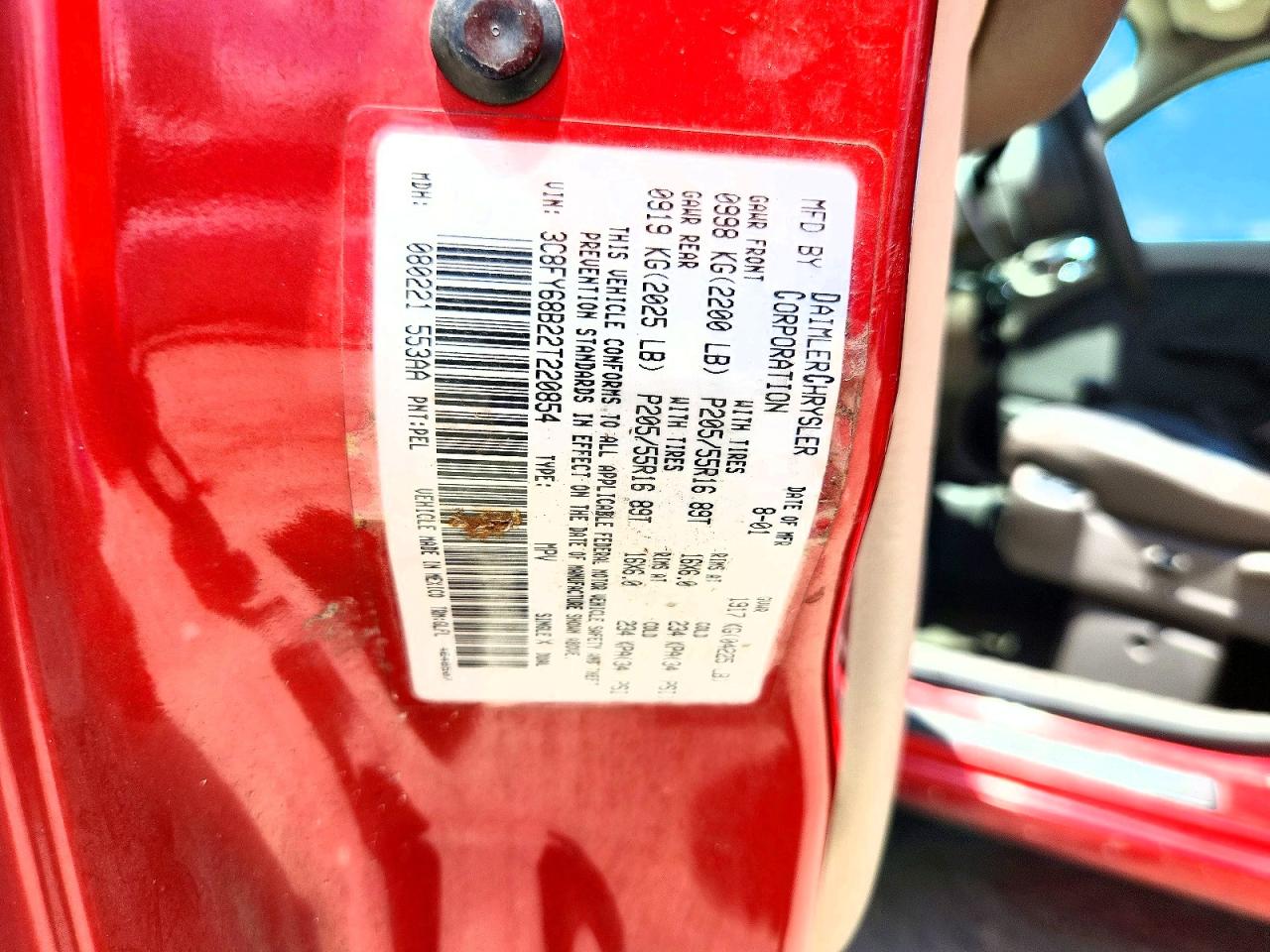 2002 Chrysler Pt Cruiser Limited Red vin: 3C8FY68B22T220854