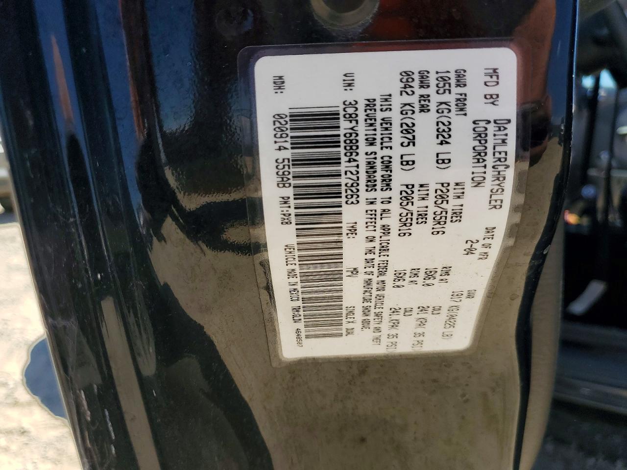 2004 Chrysler Pt Cruiser Limited Black vin: 3C8FY68B64T279263