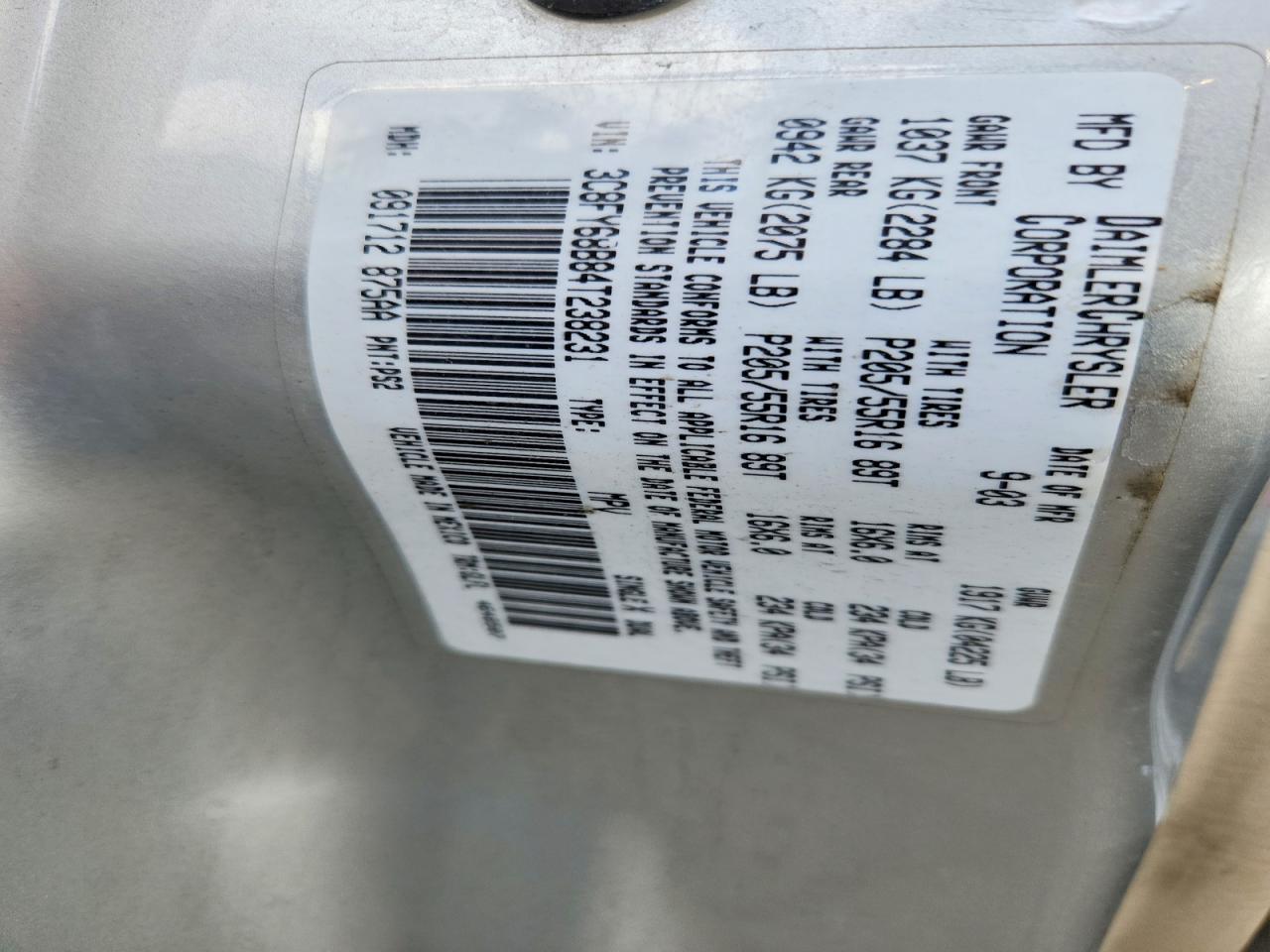 2004 Chrysler Pt Cruiser Limited Silver vin: 3C8FY68B84T238231