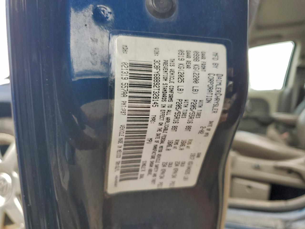 2002 Chrysler Pt Cruiser Limited Blue vin: 3C8FY68B92T328145