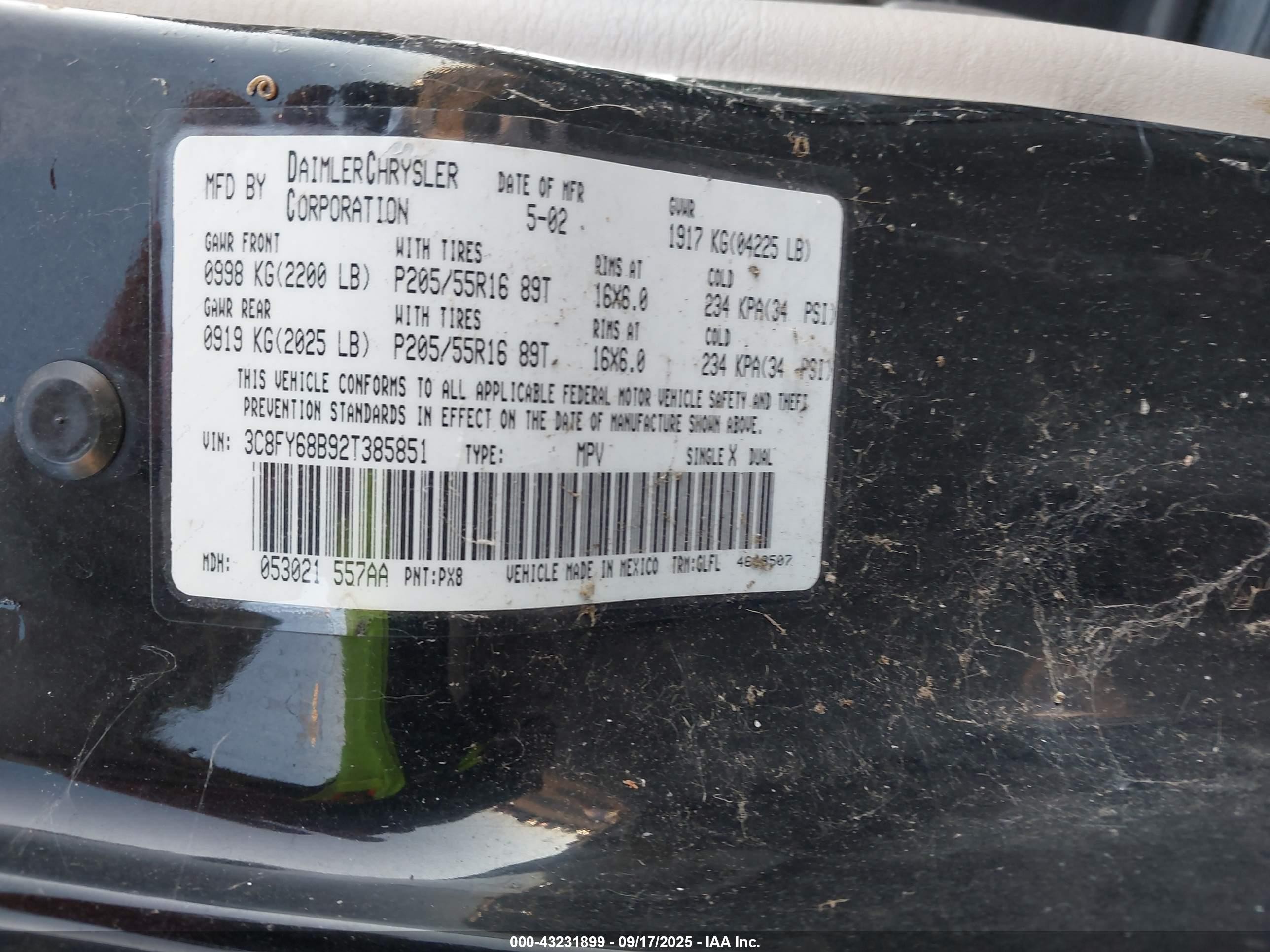 2002 Chrysler Pt Cruiser Limited Black vin: 3C8FY68B92T385851