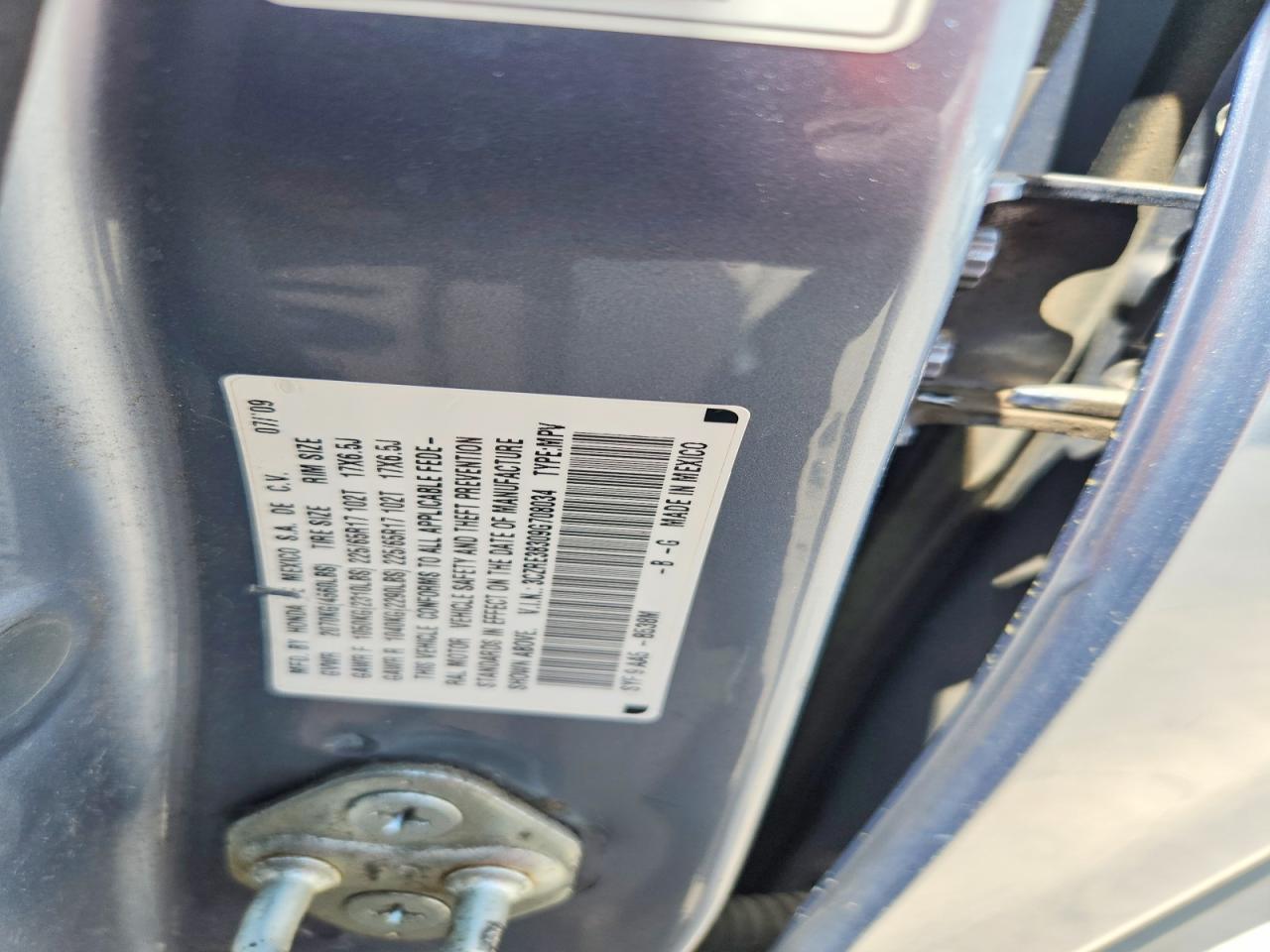 2009 Honda Cr-v Lx Blue vin: 3CZRE38309G708034