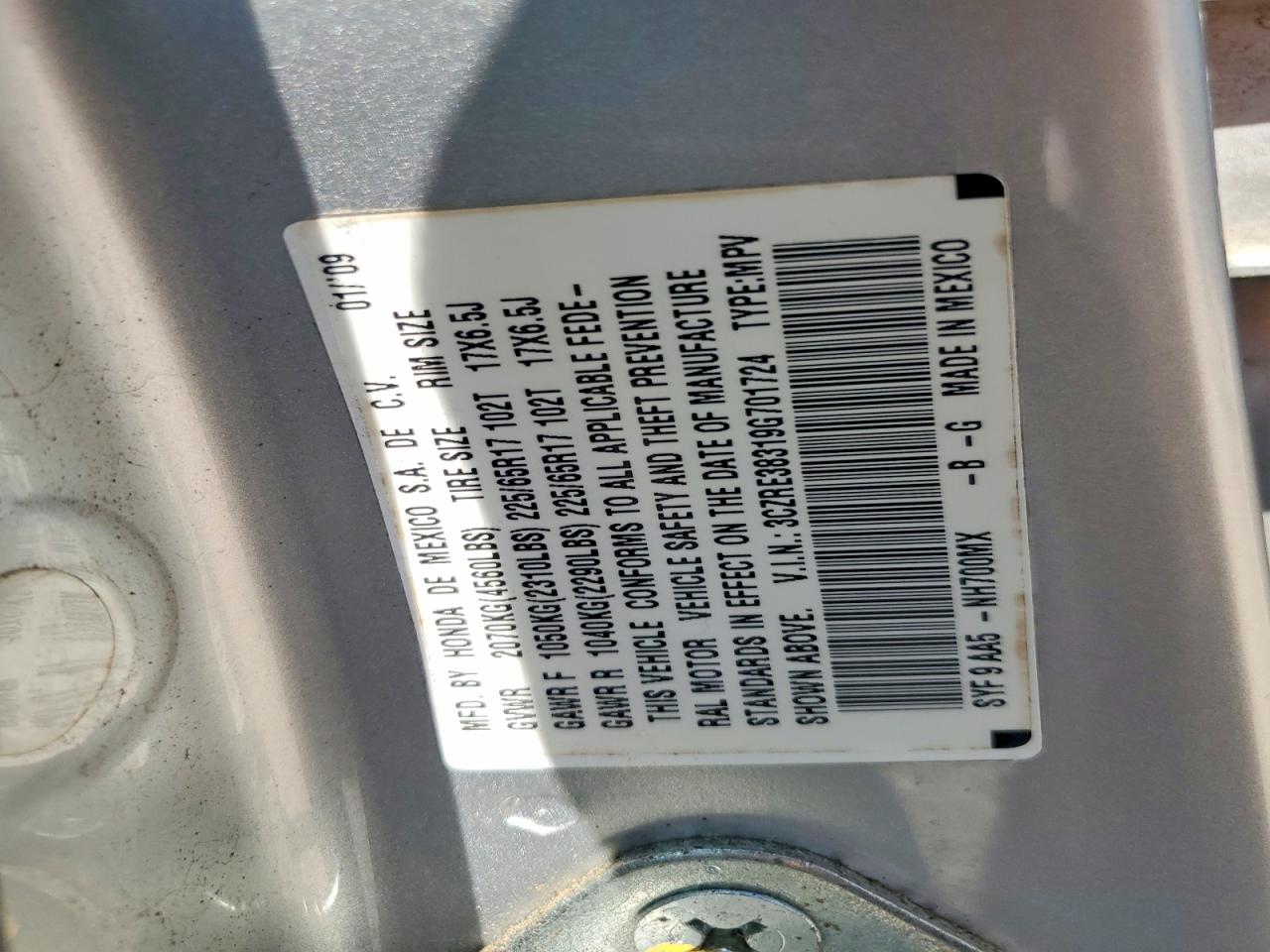 2009 Honda Cr-v Lx Серебряный vin: 3CZRE38319G701724