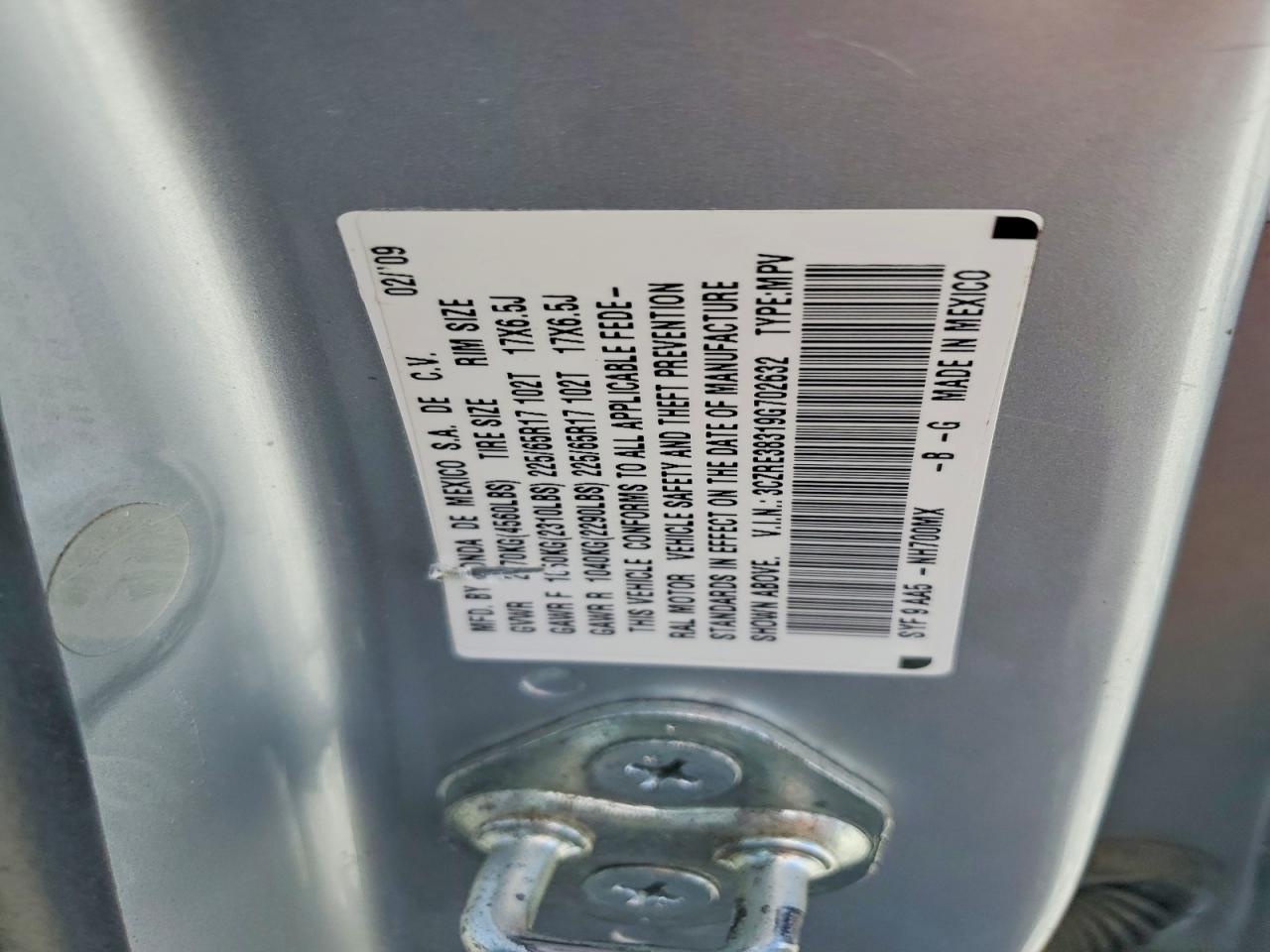 2009 Honda Cr-v Lx Серебряный vin: 3CZRE38319G702632