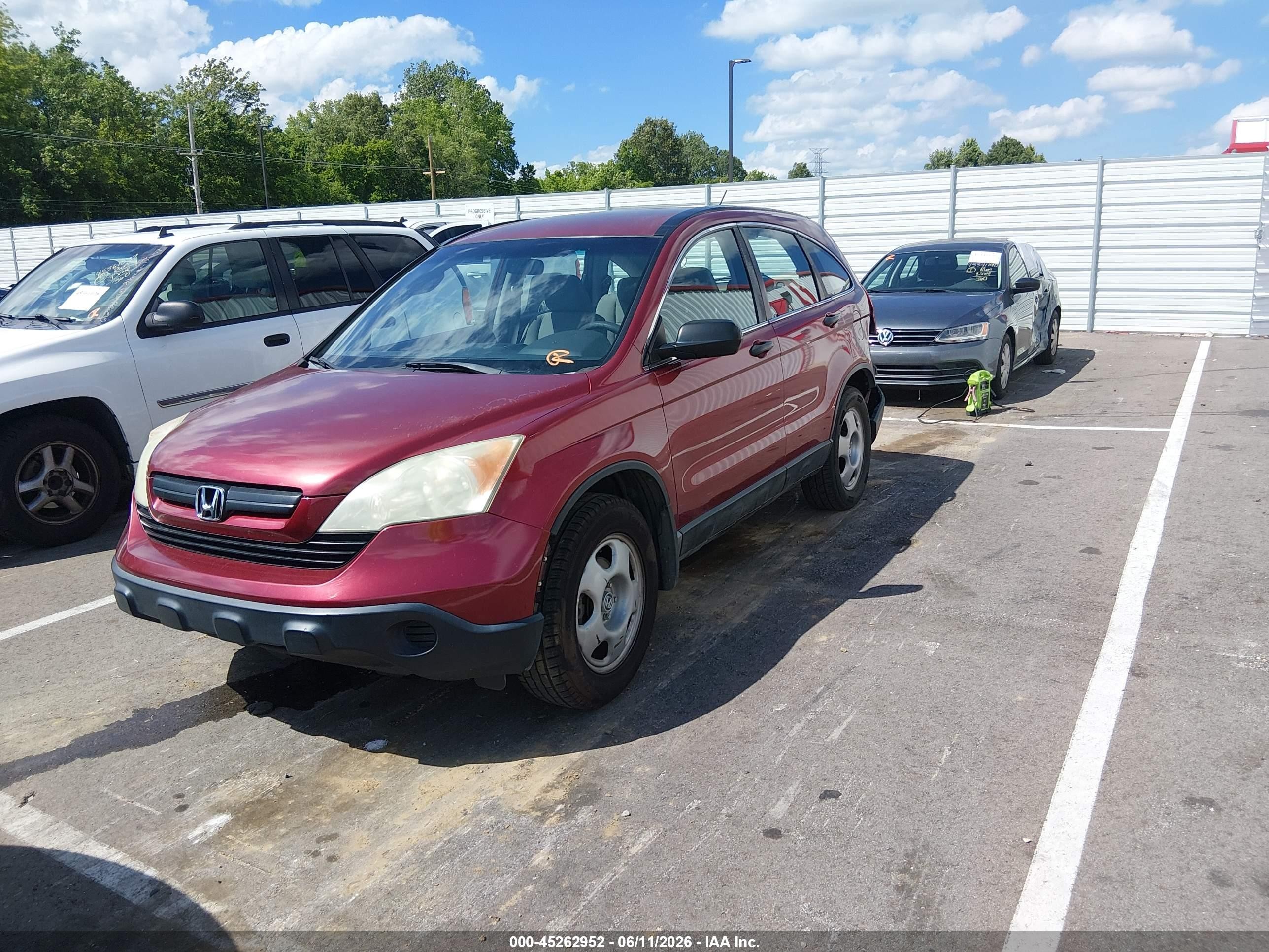 2009 Honda Cr-v Lx Burgundy vin: 3CZRE383X9G703231