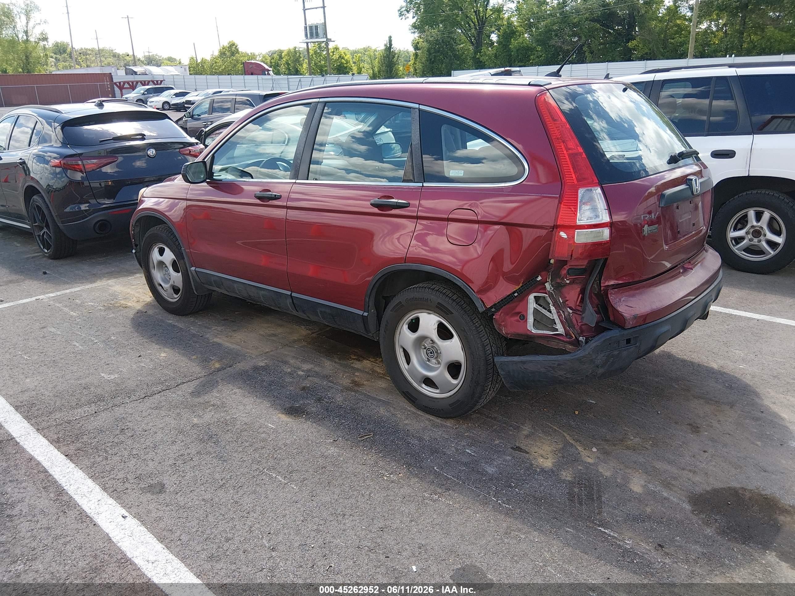 2009 Honda Cr-v Lx Burgundy vin: 3CZRE383X9G703231