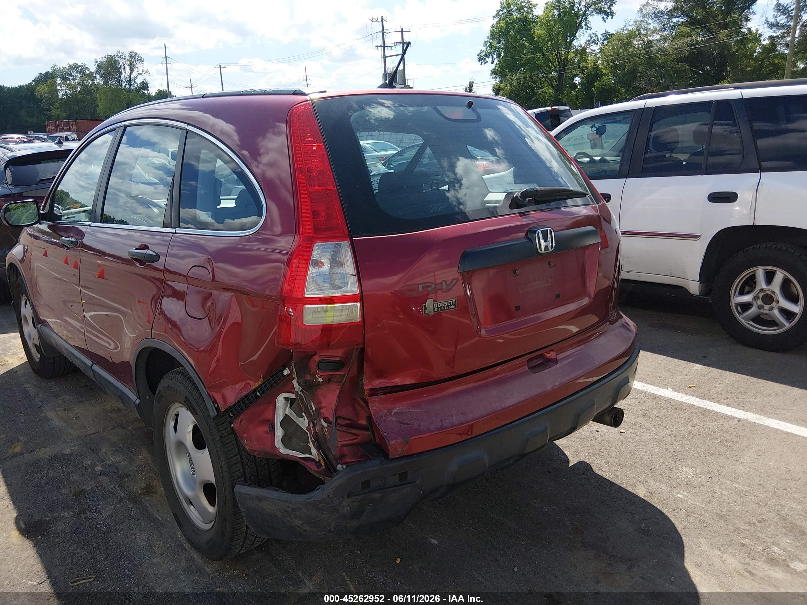 2009 Honda Cr-v Lx Burgundy vin: 3CZRE383X9G703231