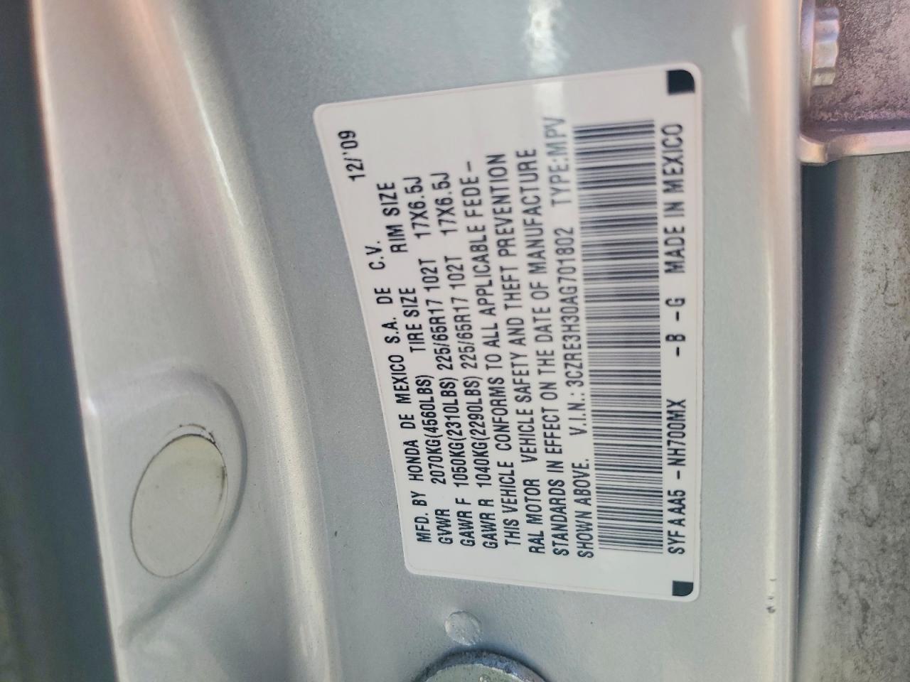 2010 Honda Cr V Silver vin: 3CZRE3H30AG701802