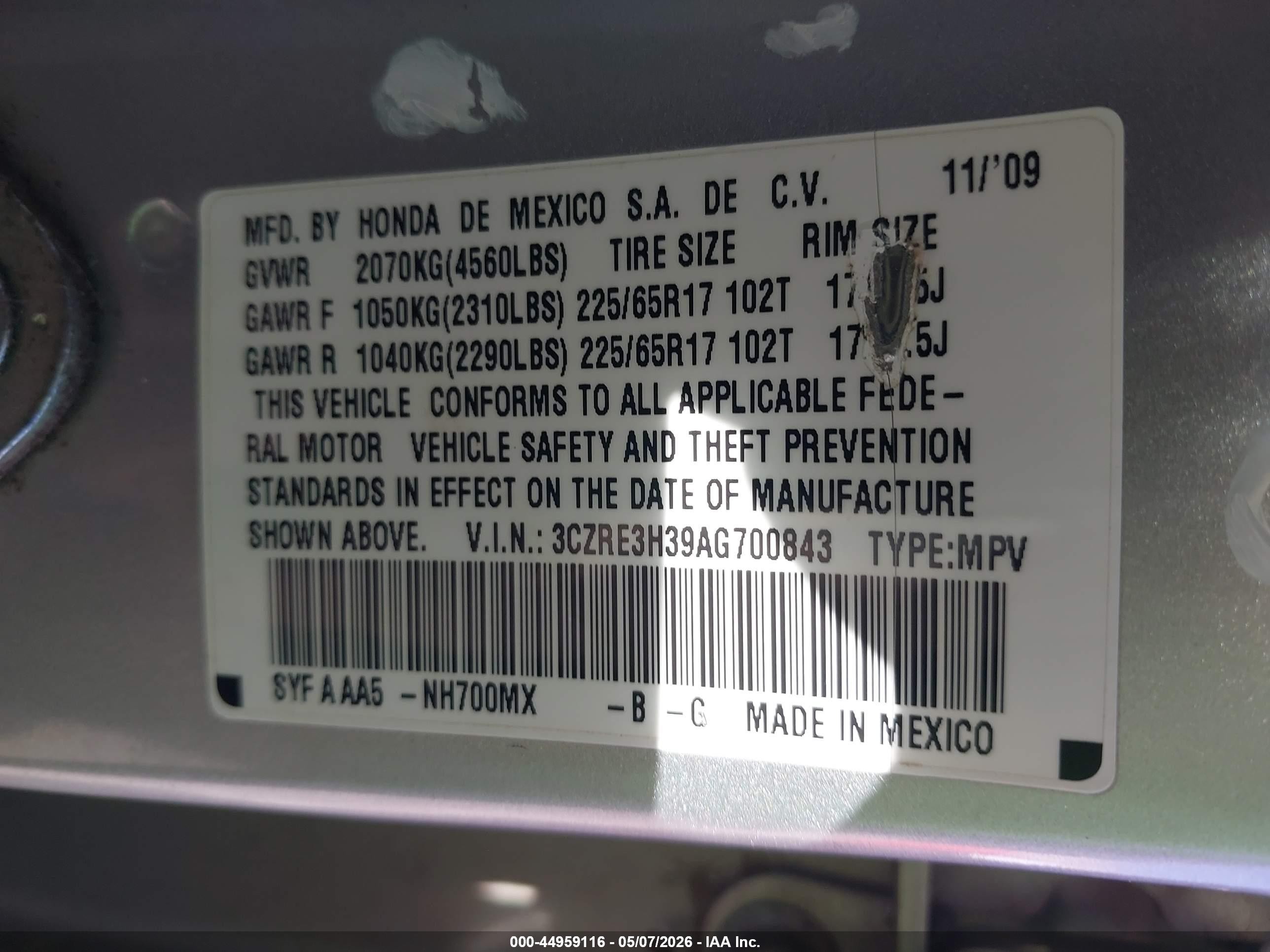 2010 Honda Cr-v Lx Silver vin: 3CZRE3H39AG700843