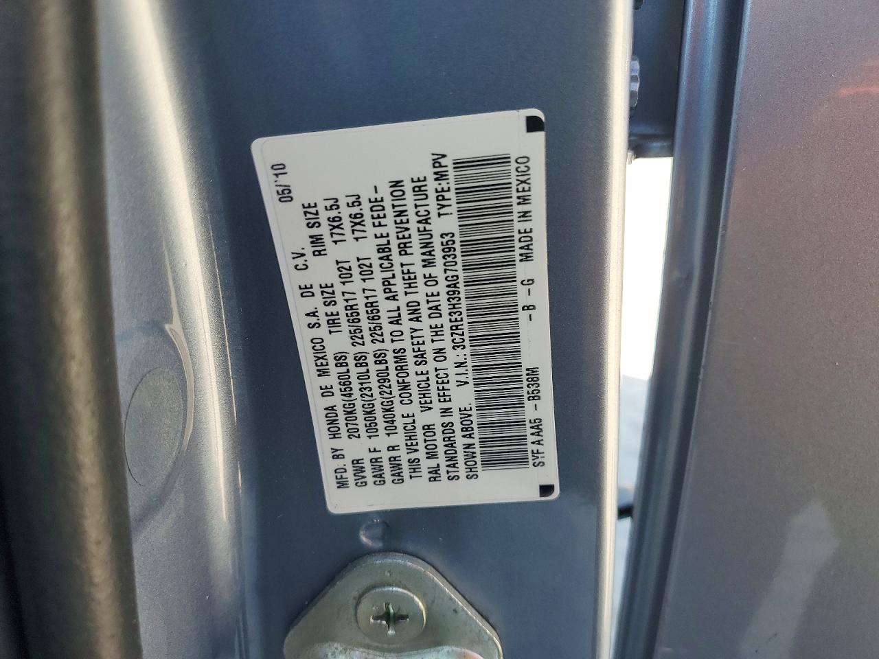 2010 Honda Cr-v Lx Blue vin: 3CZRE3H39AG703953