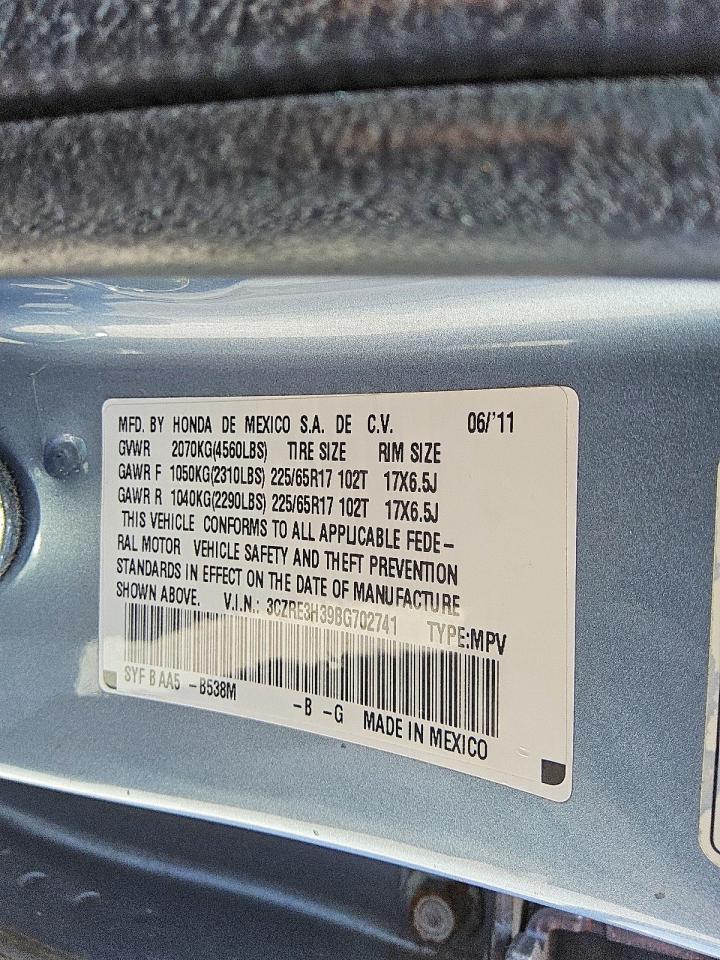 2011 Honda Cr-v Lx Blue vin: 3CZRE3H39BG702741