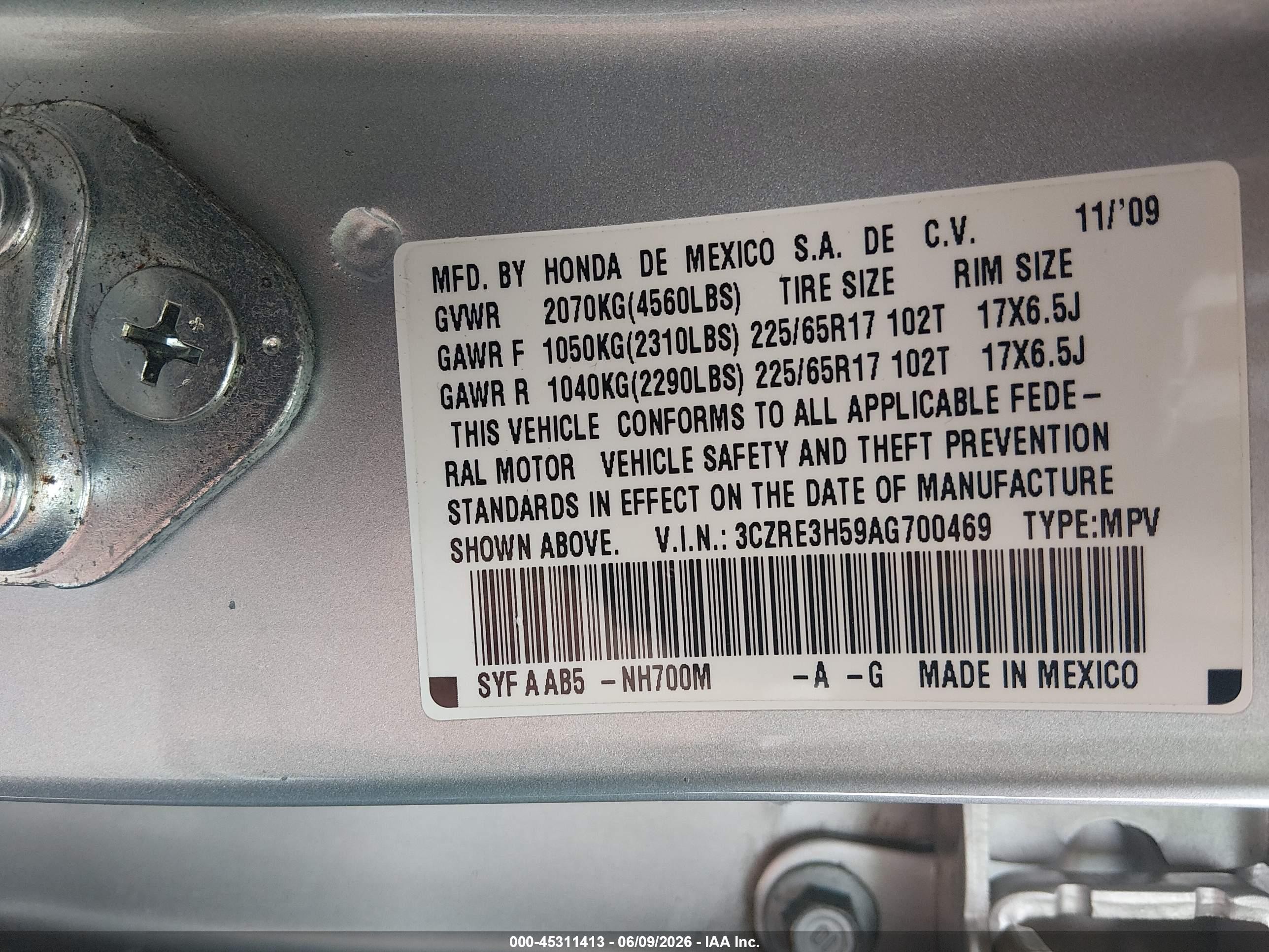 2010 Honda Cr-v Ex Silver vin: 3CZRE3H59AG700469