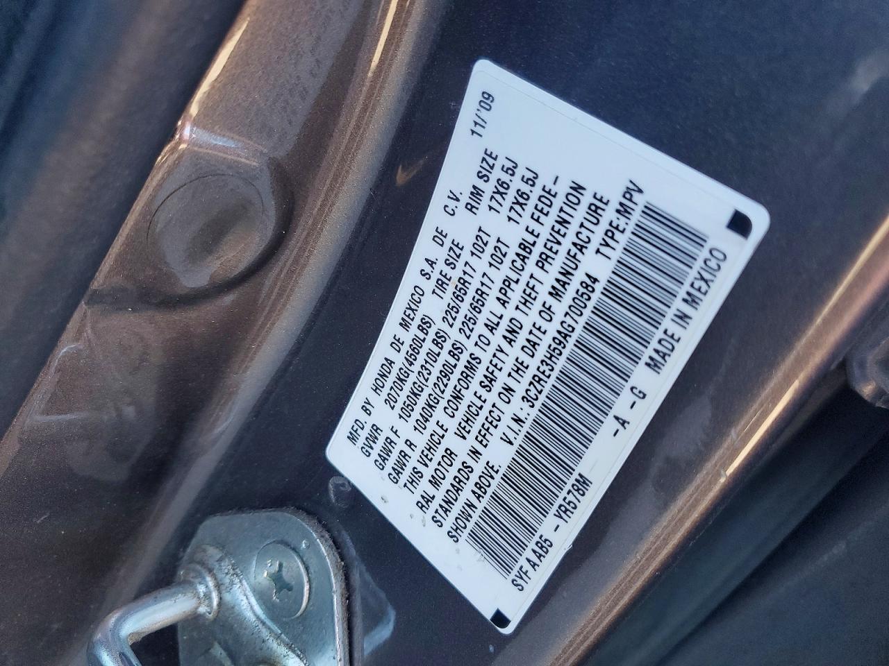 2010 Honda Cr-v Ex Серый vin: 3CZRE3H59AG700584