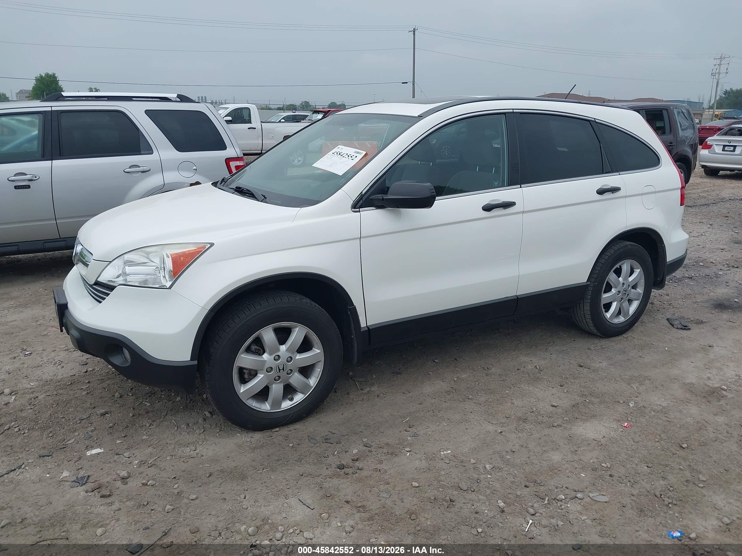 2009 Honda Cr-v Ex White vin: 3CZRE485X9G706654