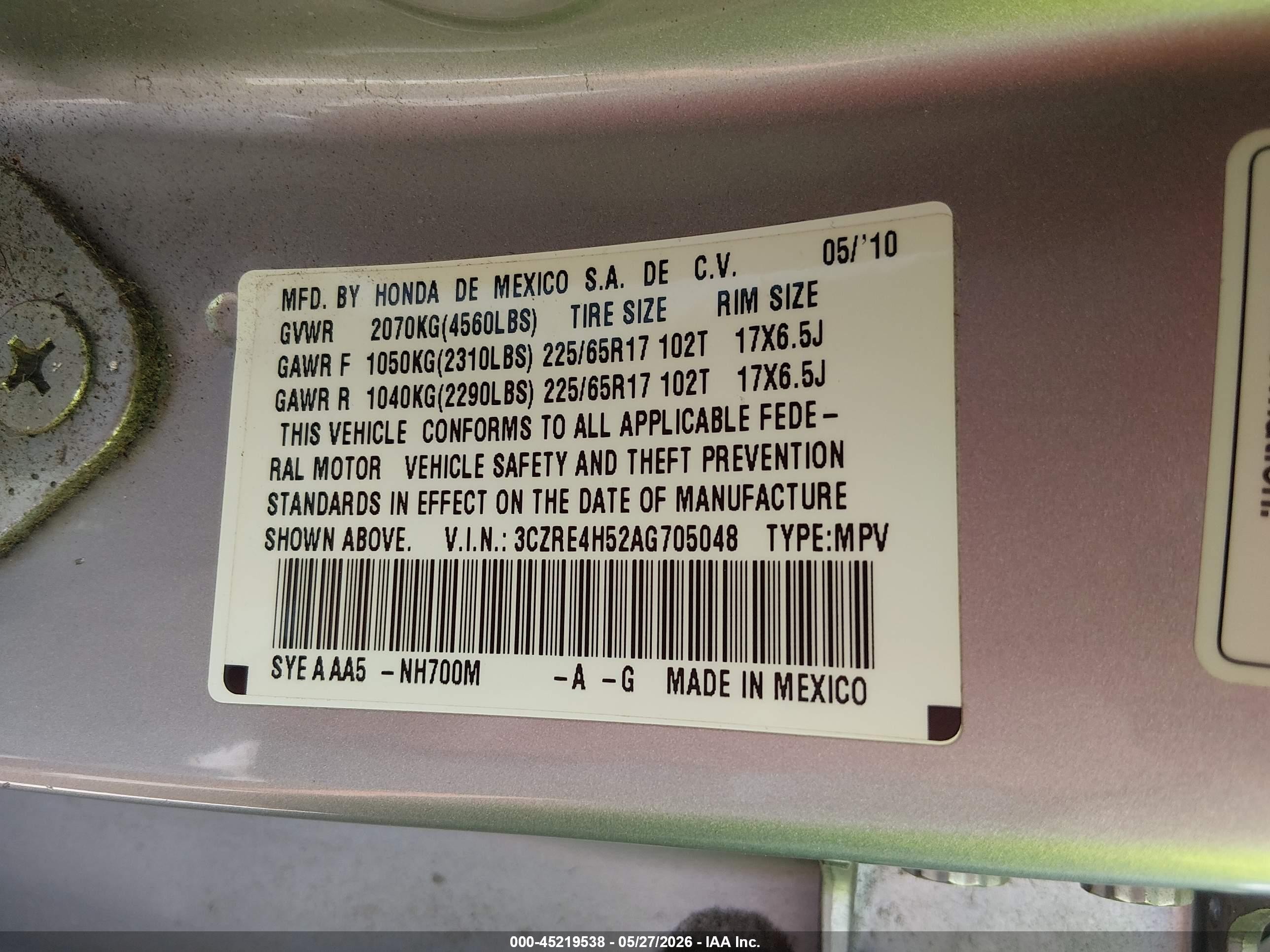 2010 Honda Cr-v Ex Silver vin: 3CZRE4H52AG705048